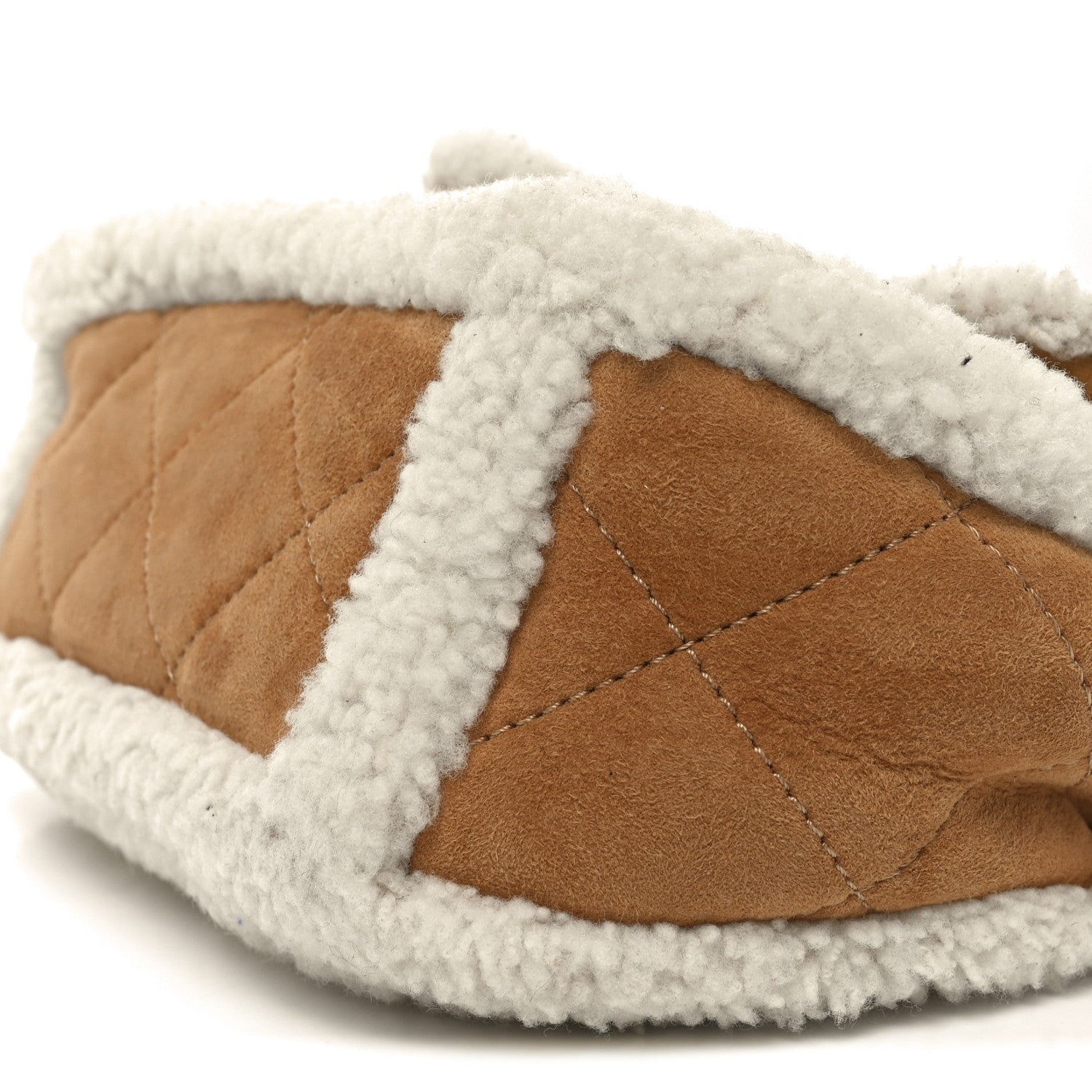 Shearling Lambskin Quilted Medium Coco Neige Single Flap Beige