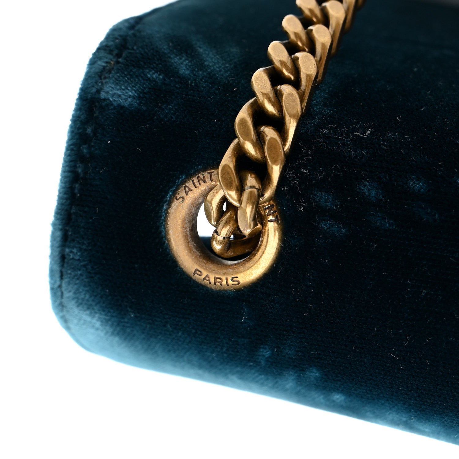 Velvet Small Classic Monogram Kate Tassel Satchel Blue