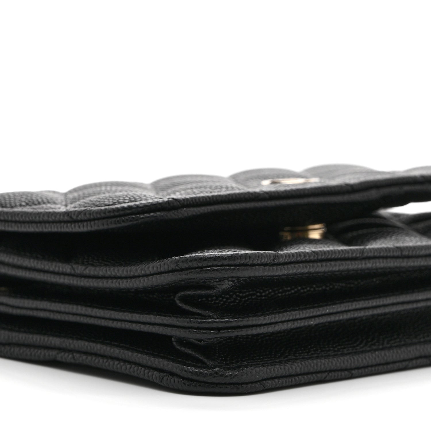 Caviar Quilted Mini Wallet On Chain WOC Black