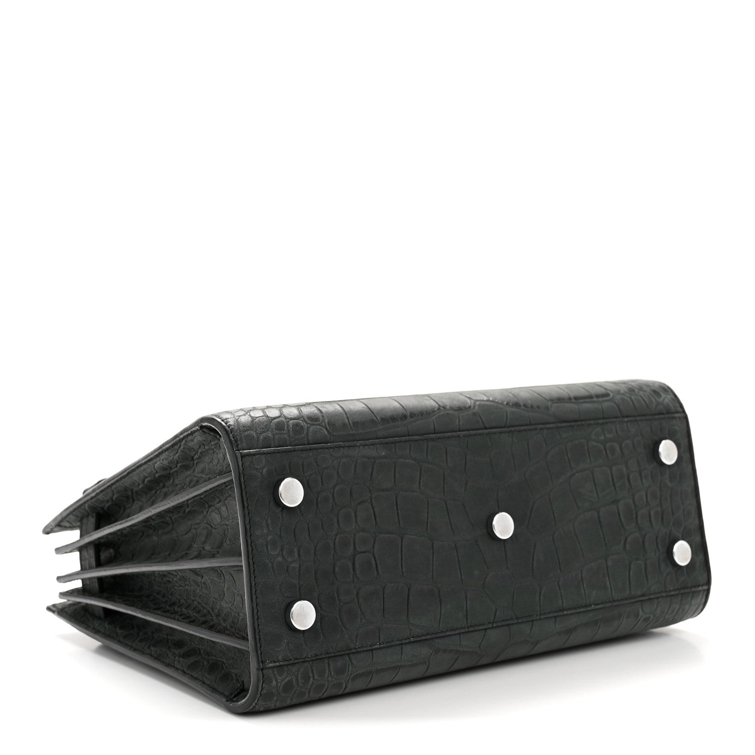 Calfskin Crocodile Embossed Baby Sac de Jour Dusty Black