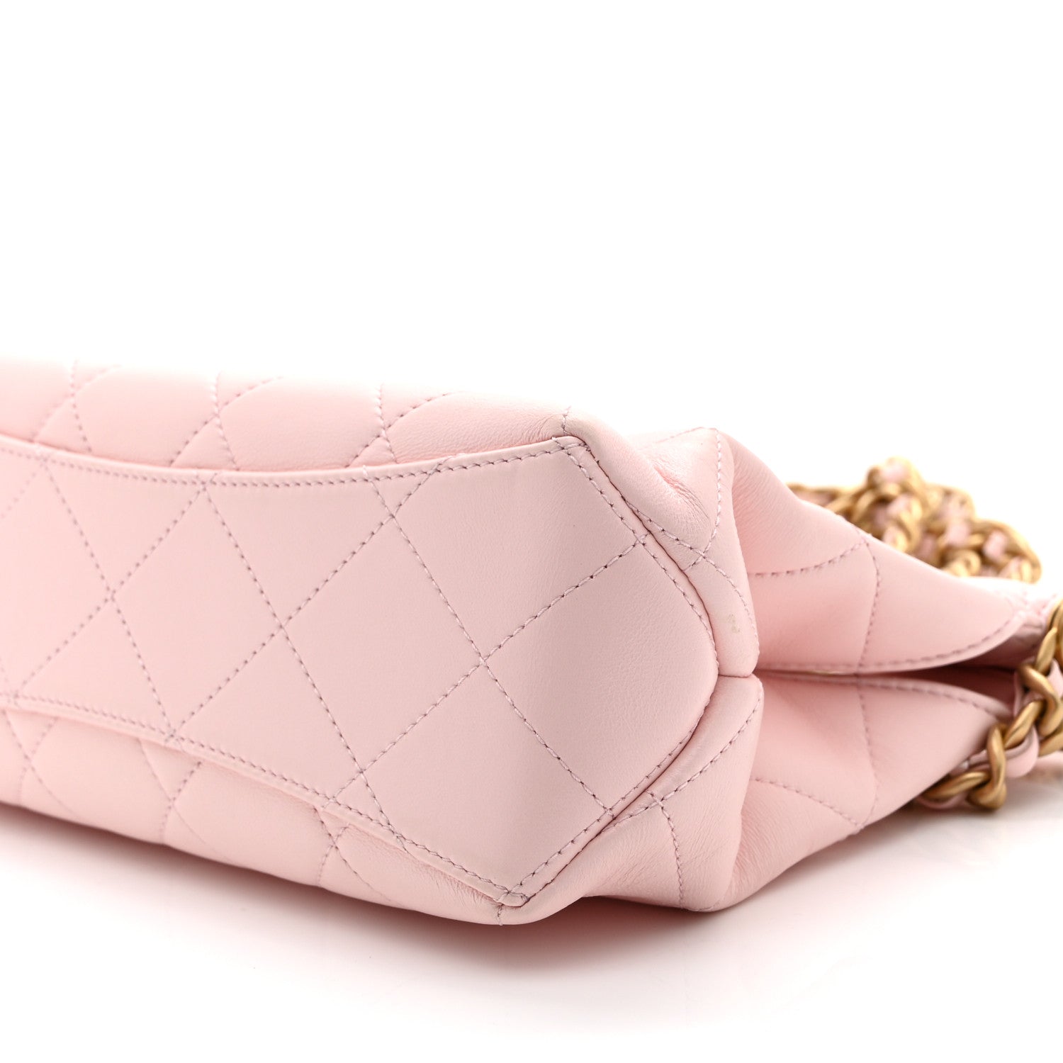 Shiny Lambskin Small Shopping Bag Light Pink