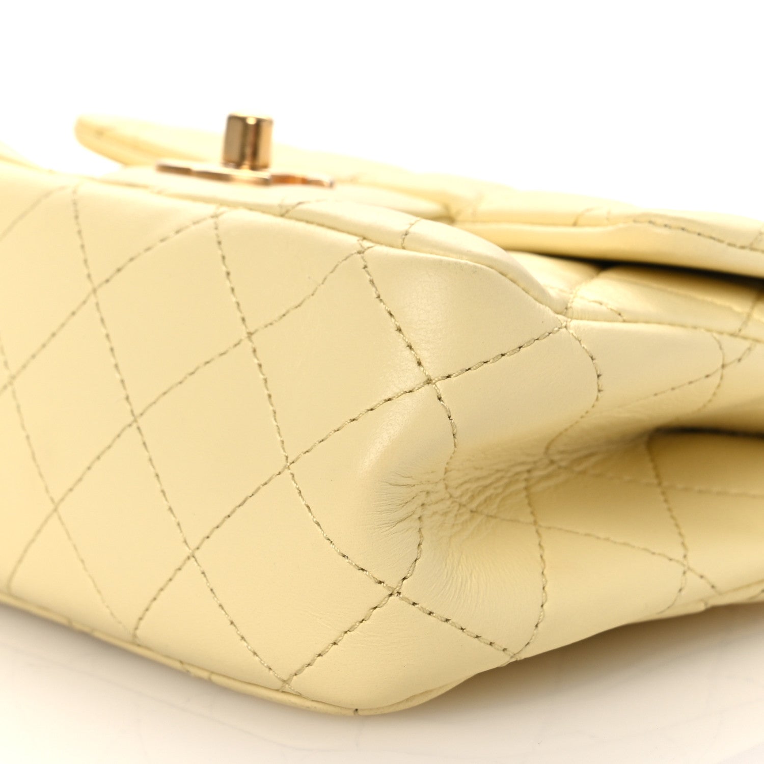 Lambskin Quilted Mini Sweet Camellia Flap Light Yellow