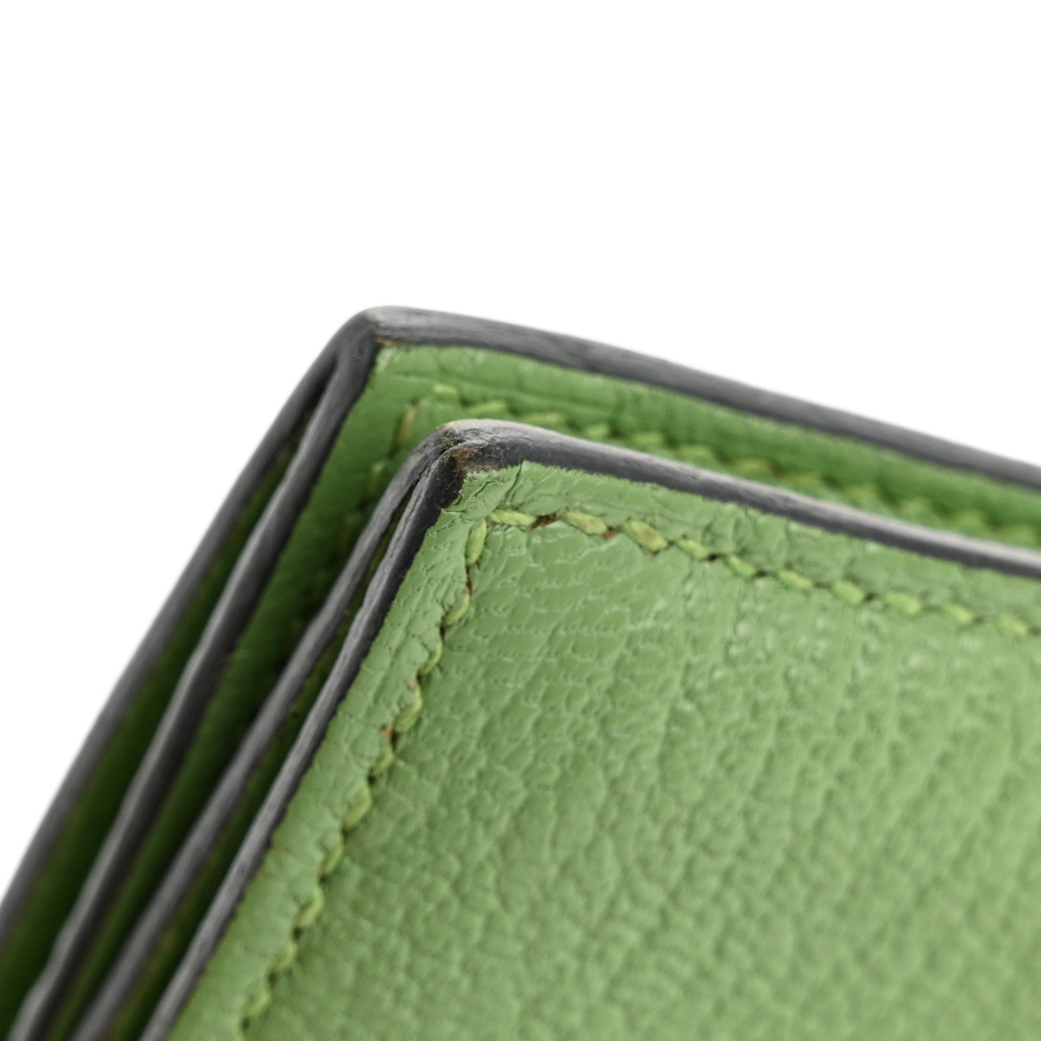 Chevre Mysore Bearn Card Holder Wallet Vert Criquet