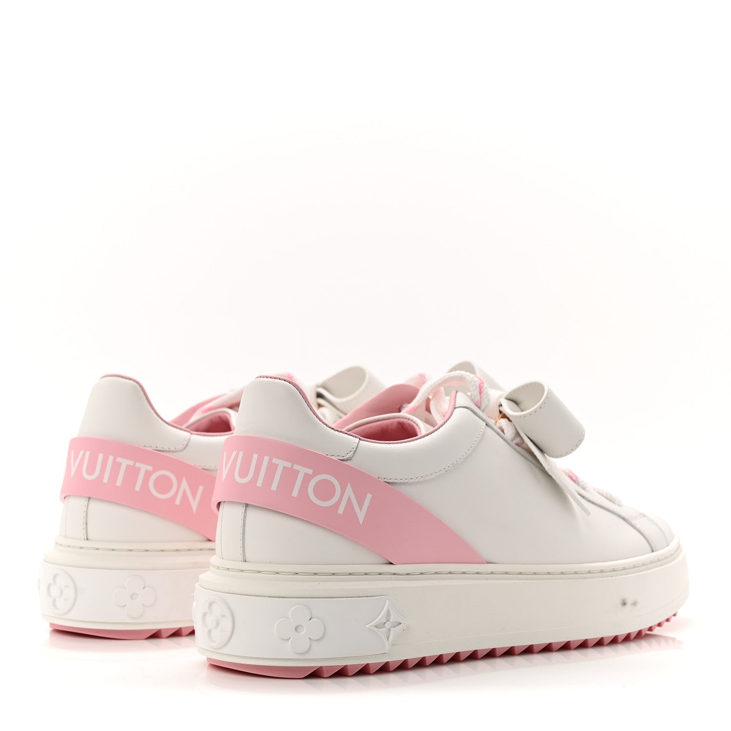 Calfskin Time Out Bow Sneakers 38 White Pink