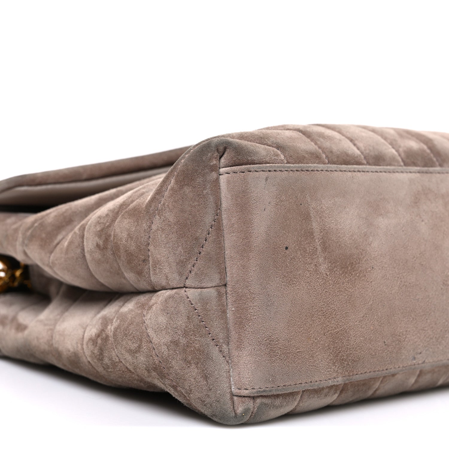 Suede Y Quilted Monogram Medium Loulou Chain Satchel Taupe