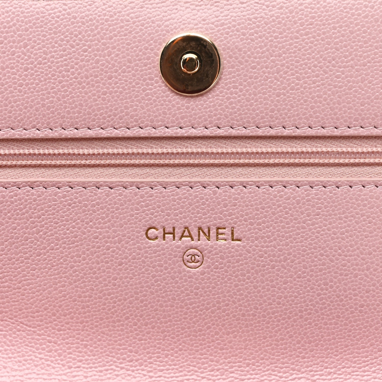 Caviar Quilted Studded CC Wallet on Chain WOC Light Pink