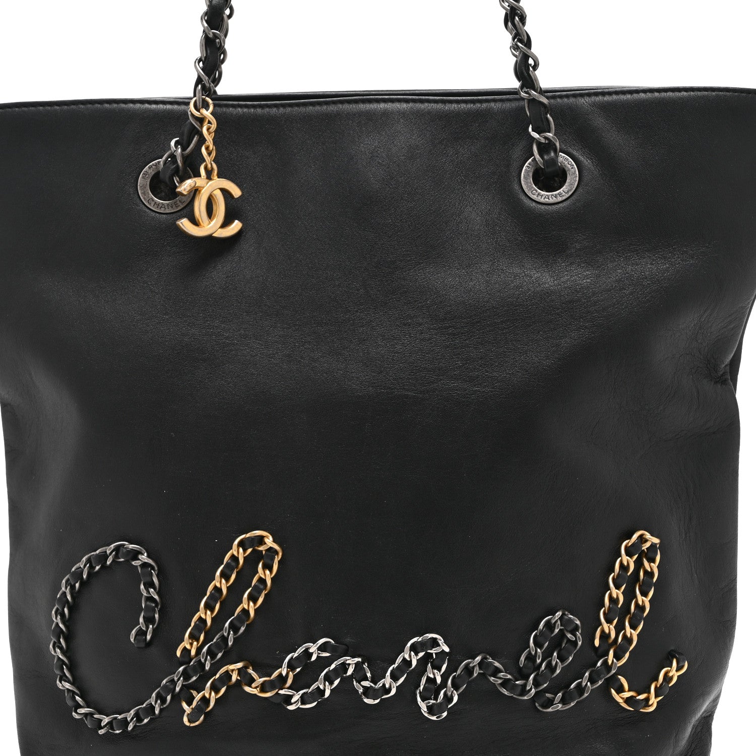 Calfskin Chain 20s Signature Tote Black