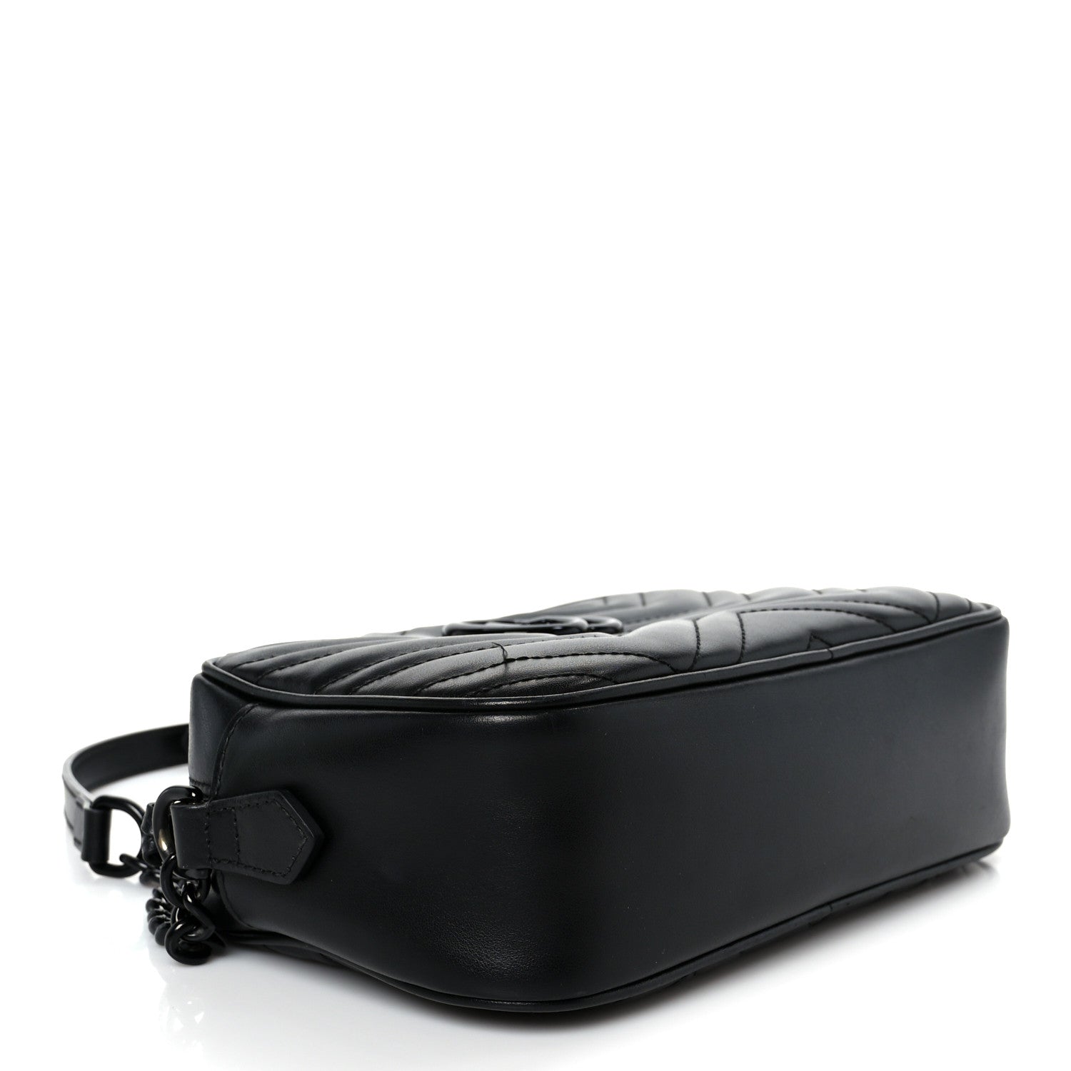 Calfskin Matelasse Monochrome Small GG Marmont Chain Shoulder Bag Black