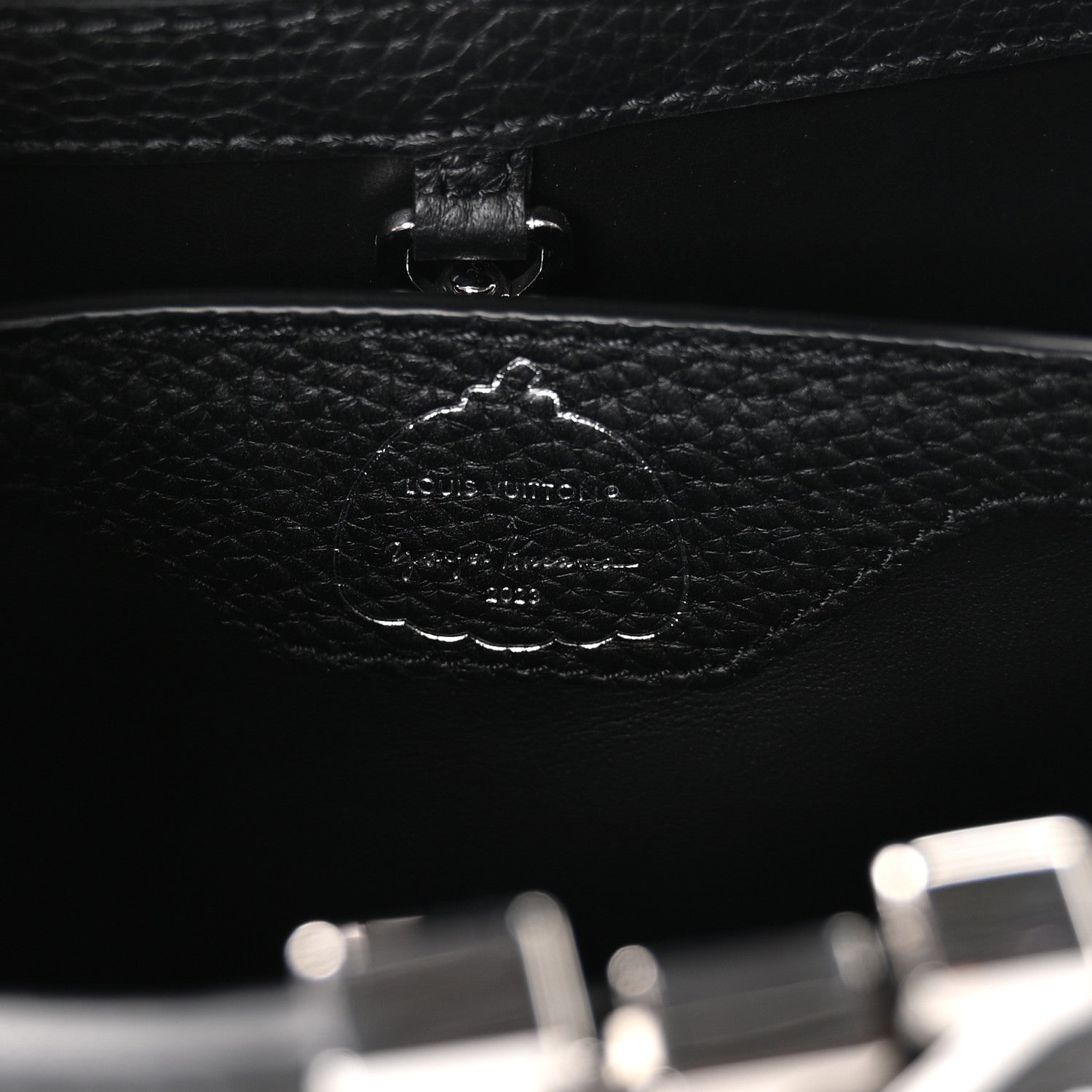 LV X YK Taurillon Capucines BB Black White