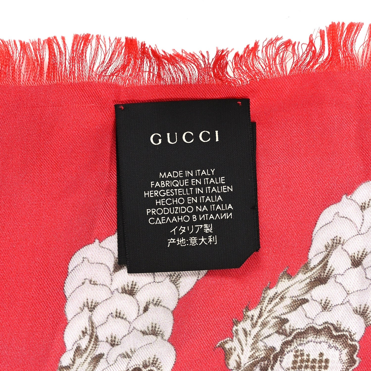 Silk Animal Print Square Scarf Red