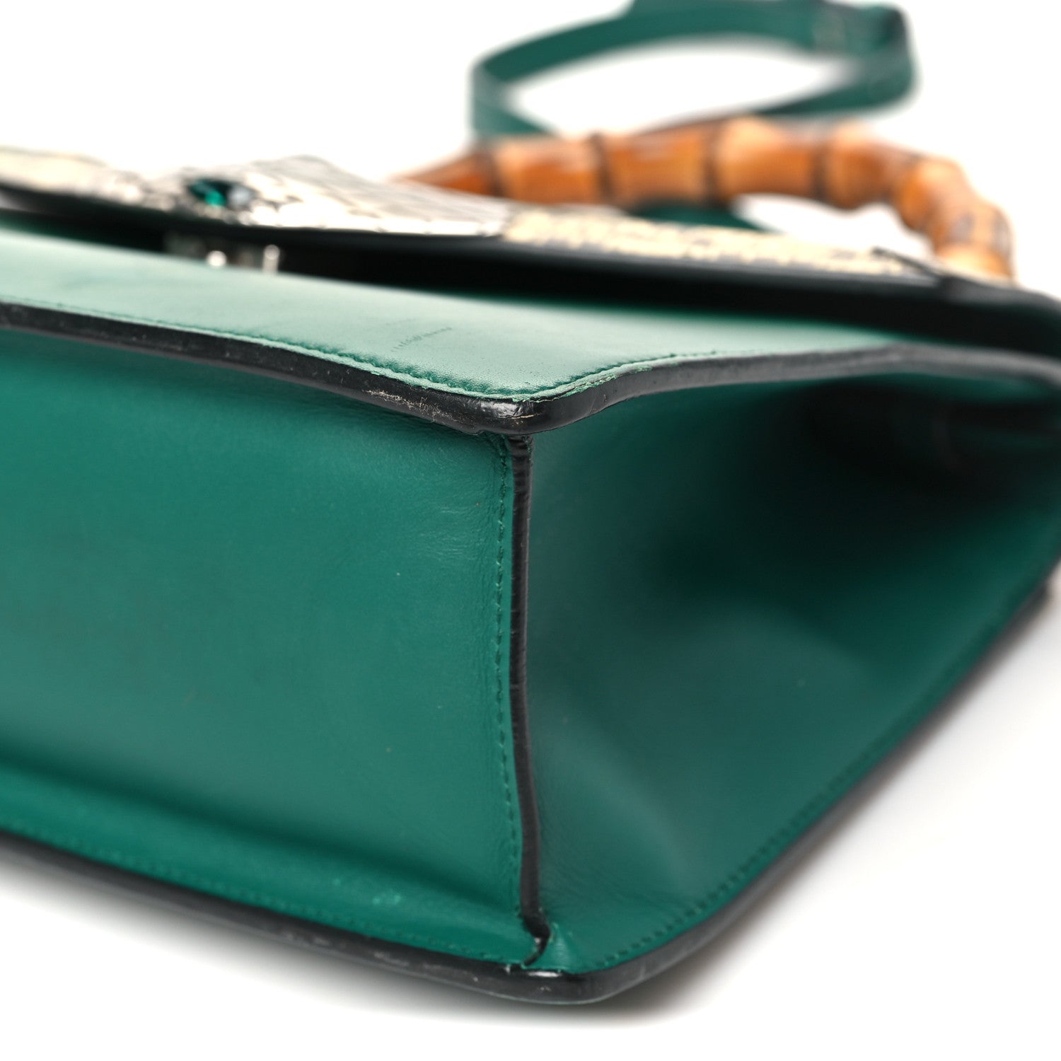 Calfskin Snakeskin Small Lilith Top Handle Bag Green