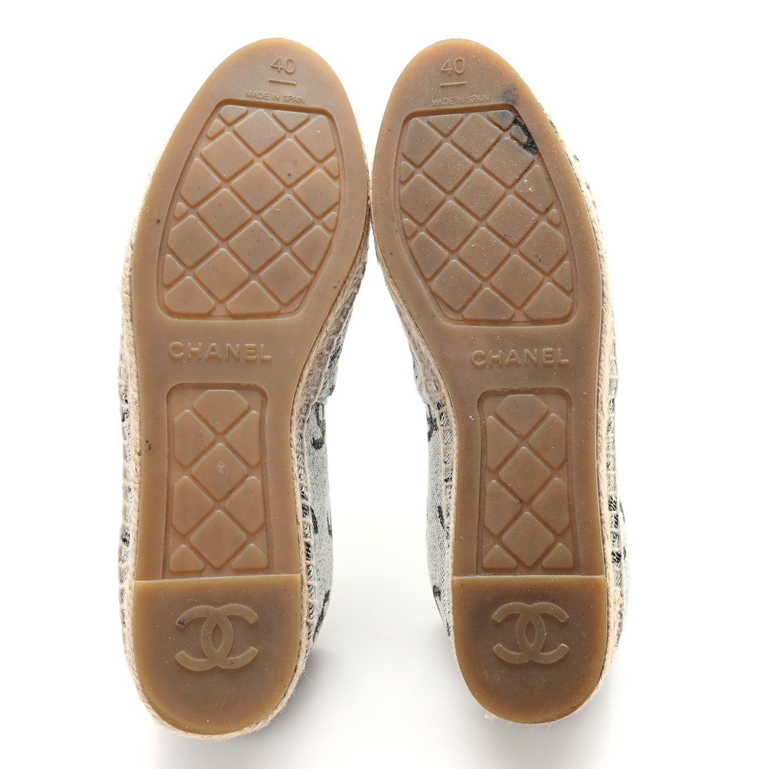 Cotton Jacquard Grosgrain CC Print Espadrilles 40 Grey Black