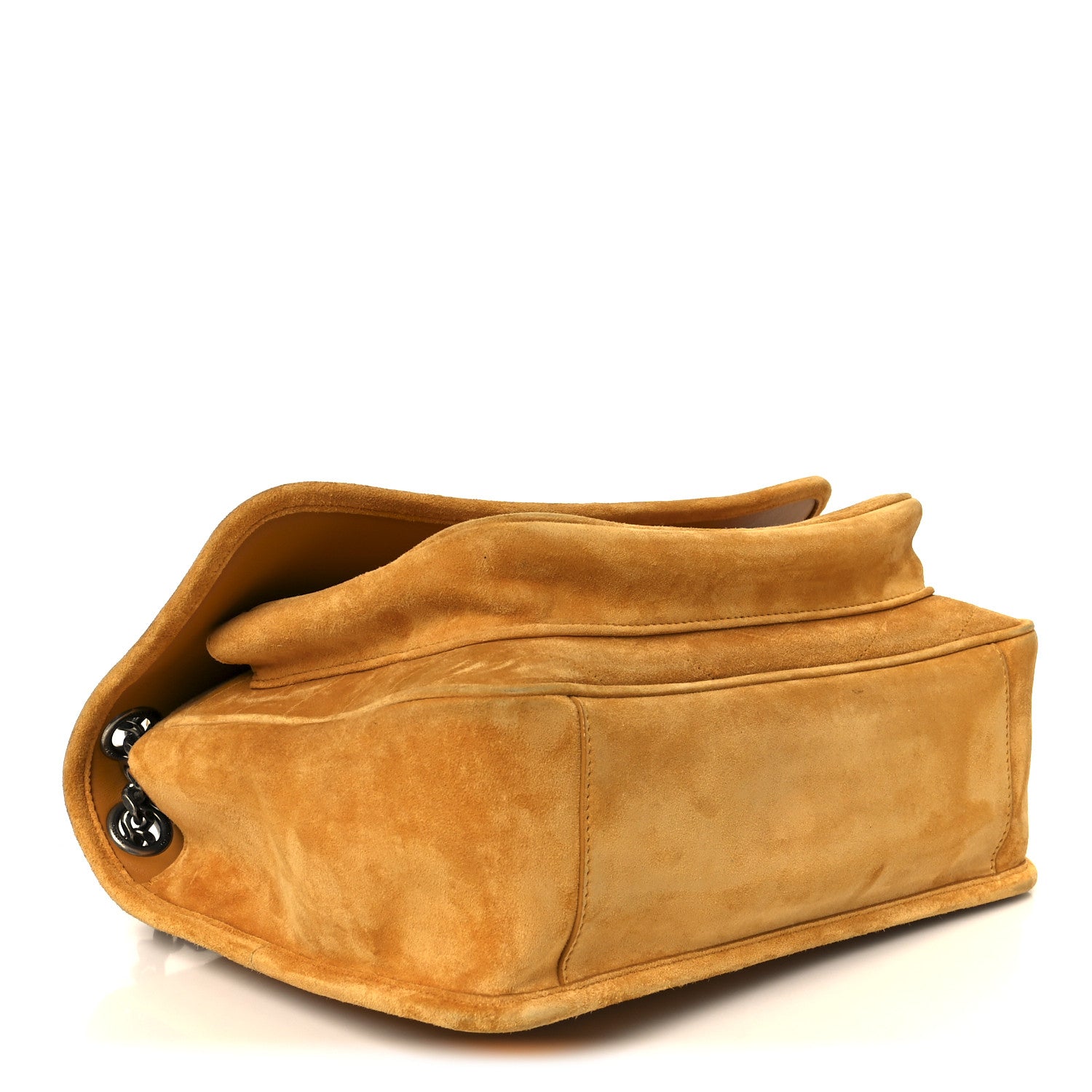 Suede Monogram Medium Niki Chain Satchel Cheddar