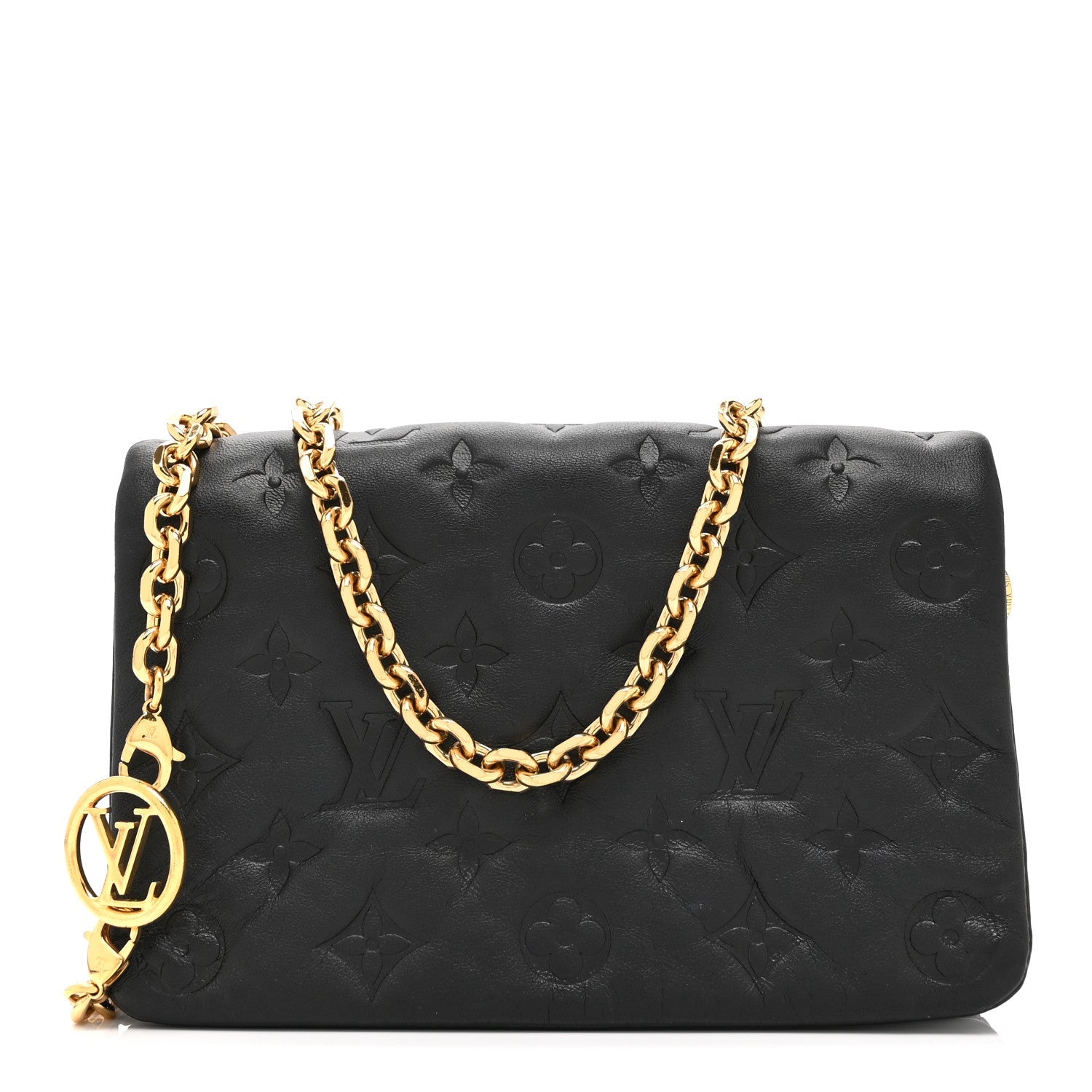 Lambskin Embossed Monogram Pochette Coussin Black