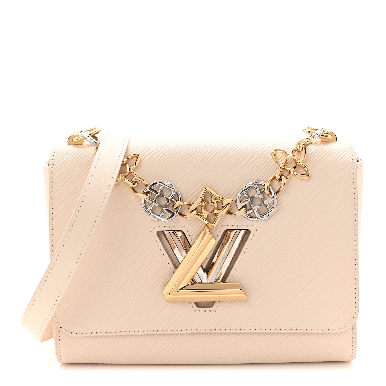 Epi Twist Flowers Chain Shoulder Bag MM Quartz