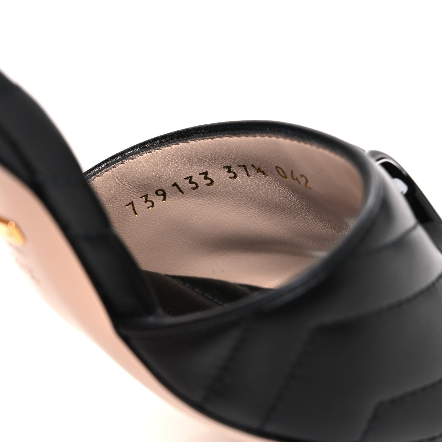 Nappa Matelasse Monochrome GG Marmont 75mm Slide Sandals 37.5 Black