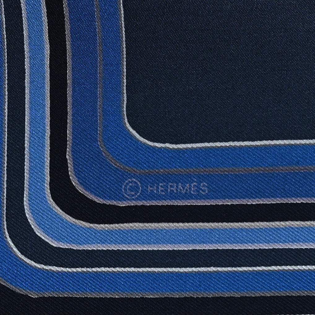 Silk Pegase Paysage Hermes Scarf 90 Marine Moyen
