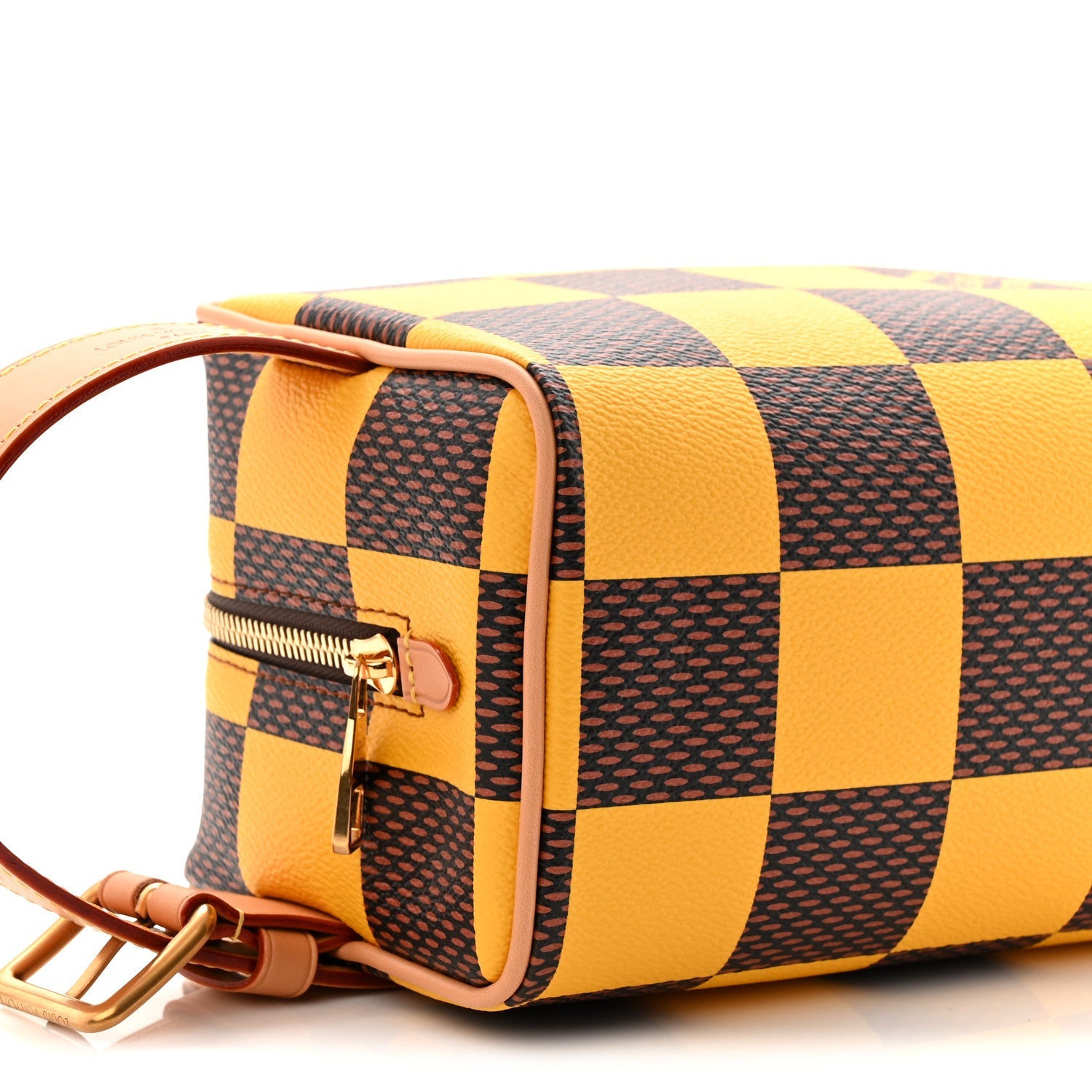 Damier Pop Dopp Kit Toilet Pouch Jaune Mat
