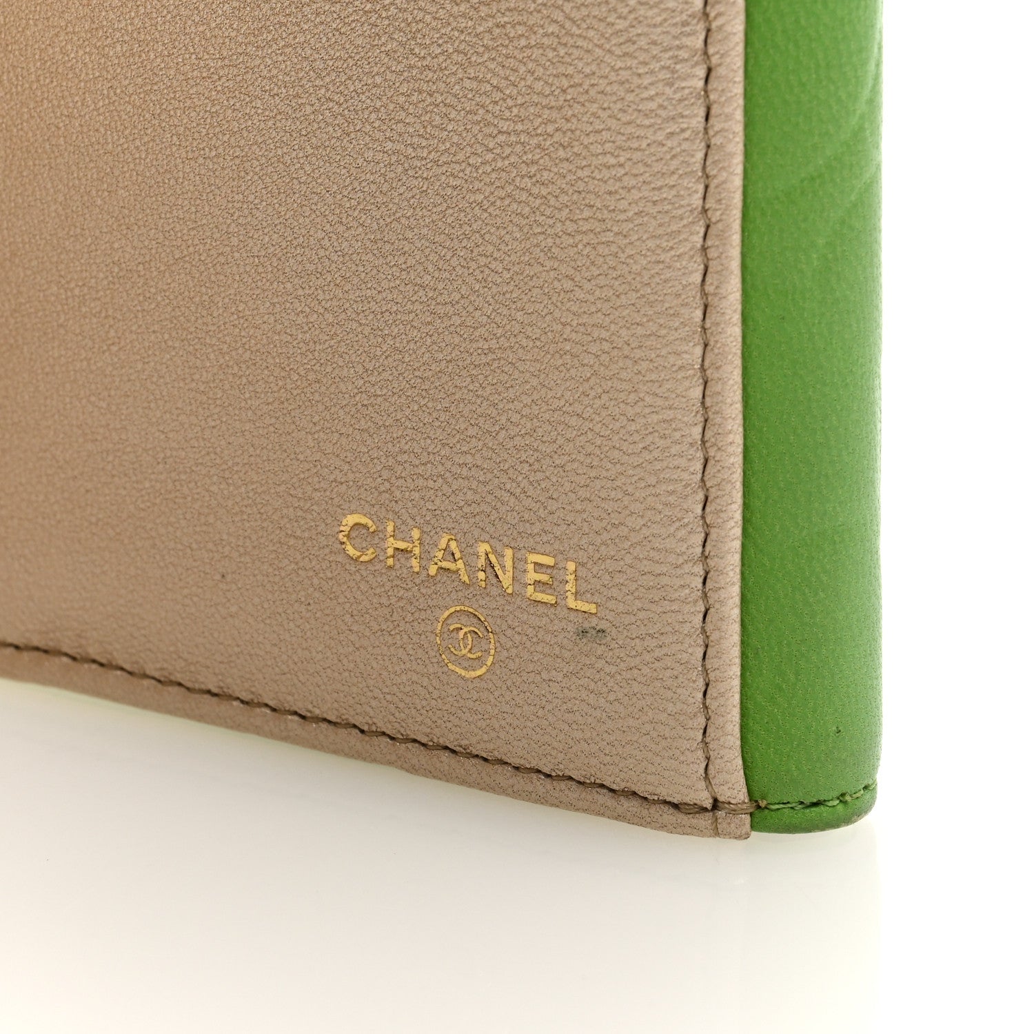 Lambskin Embossed Camellia Large Gusset Flap Wallet Green