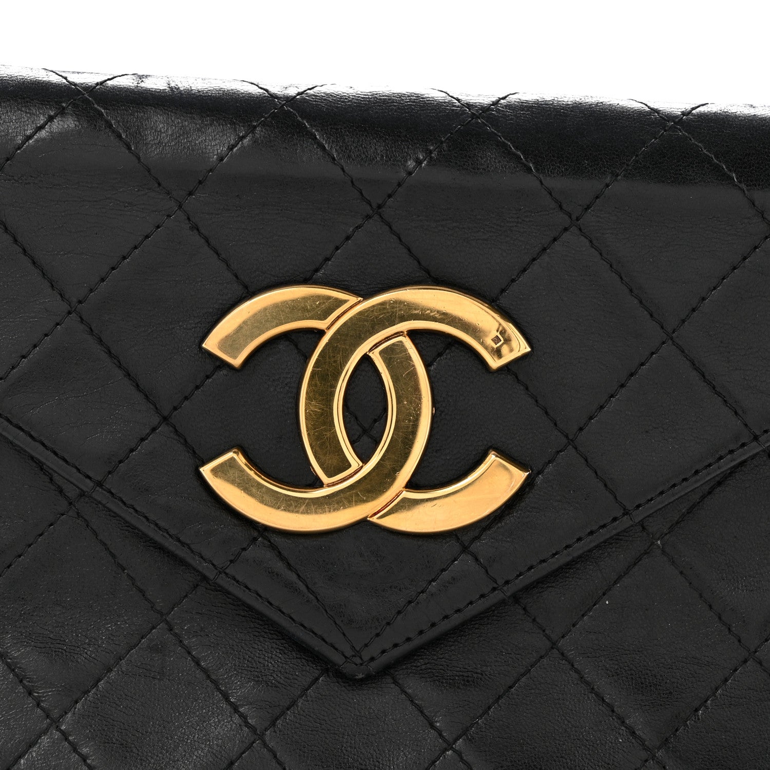Lambskin Quilted Envelope Flap Black
