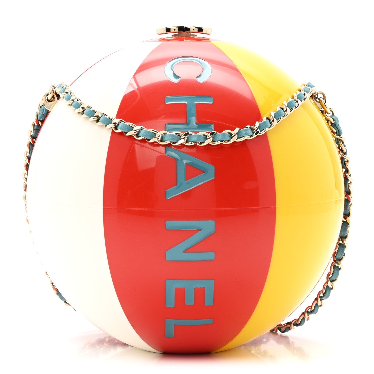 Plexiglass Coco Beach Ball Minaudiere Clutch Red White Yellow Blue
