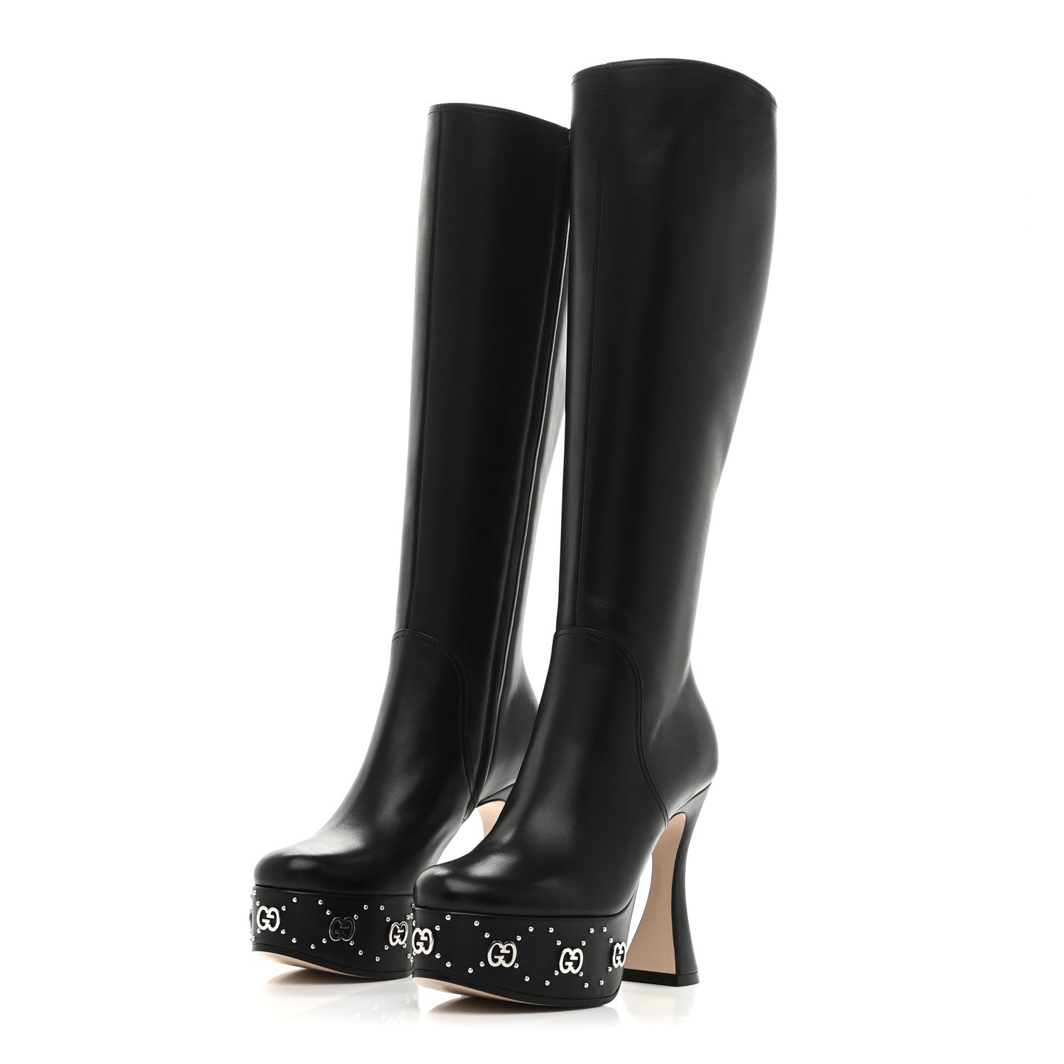 Nappa Charlotte Janaya 110mm Platform Knee Boots 35.5 Black