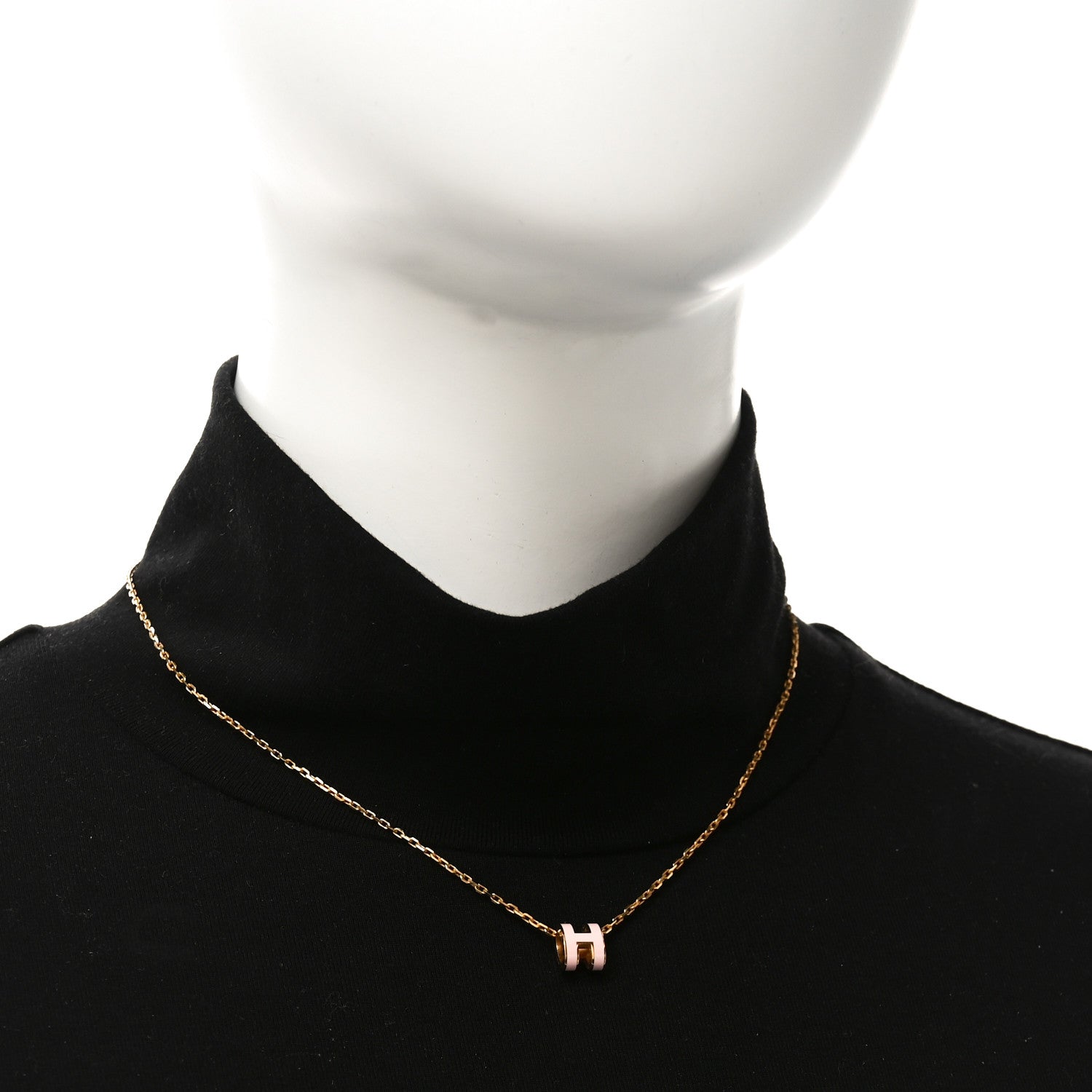 Lacquered Rose Gold Mini Pop H Pendant Necklace Rose Dragee