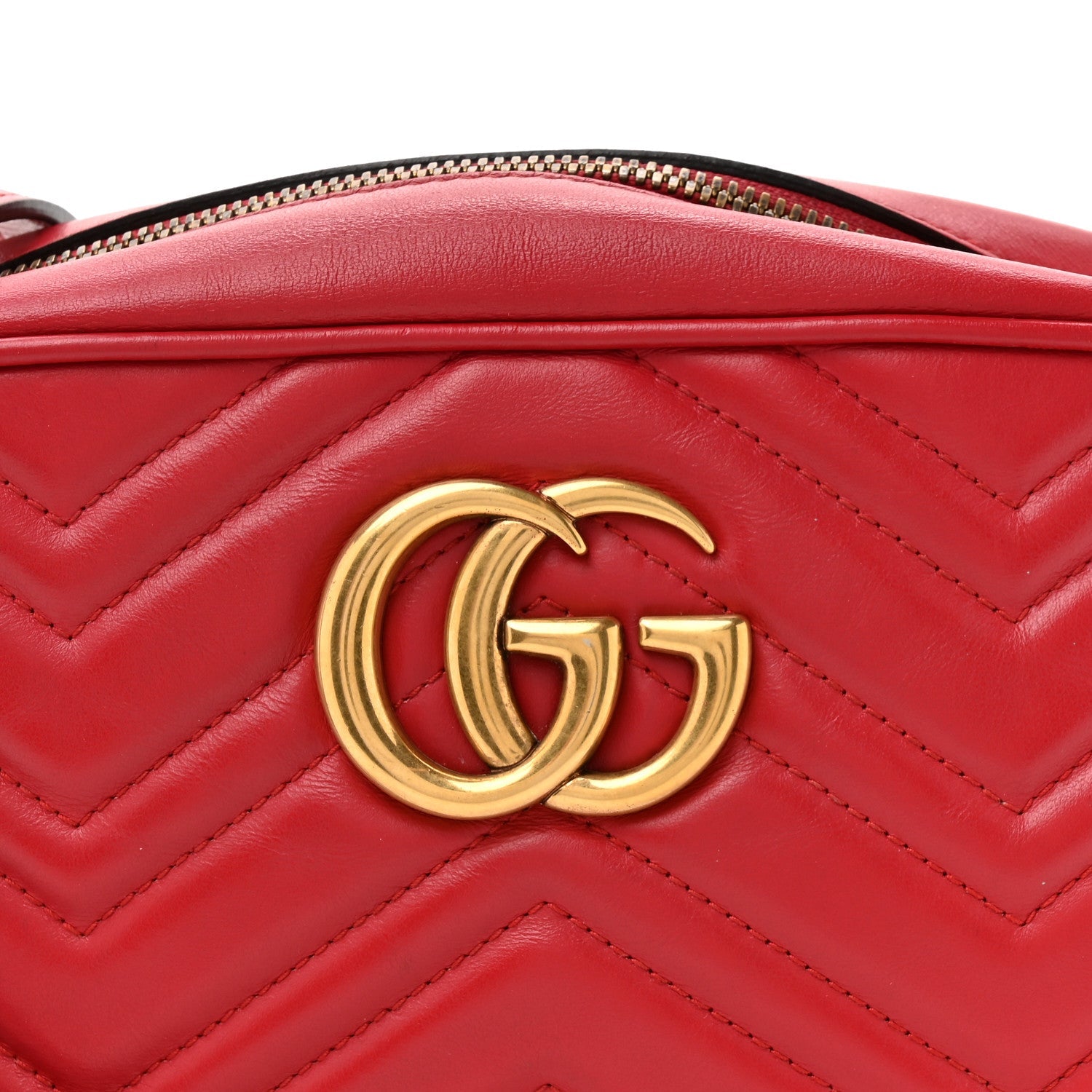 Calfskin Matelasse Small GG Marmont Chain Shoulder Bag Hibiscus Red