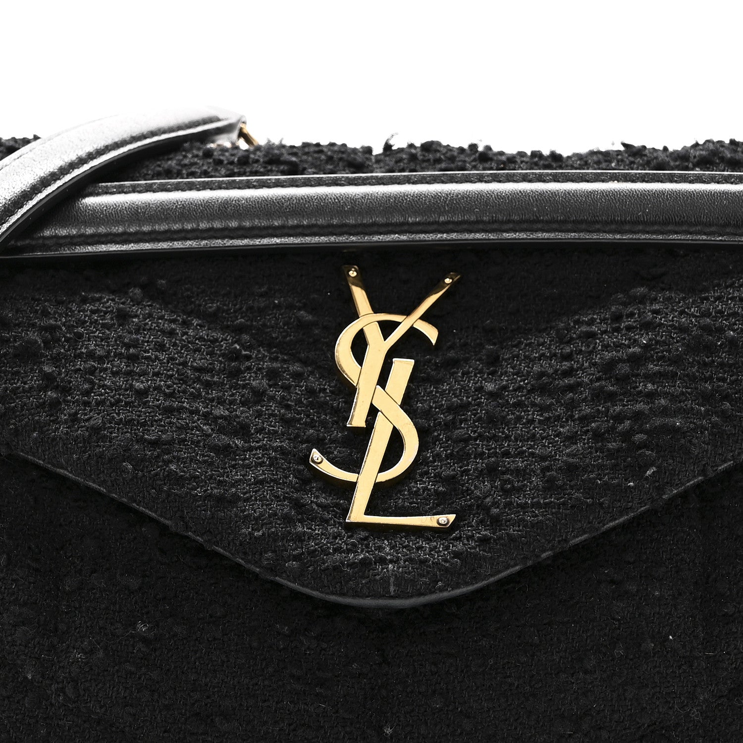 Boucle Tweed Quilted Small Loulou Puffer Monogram Chain Satchel Black