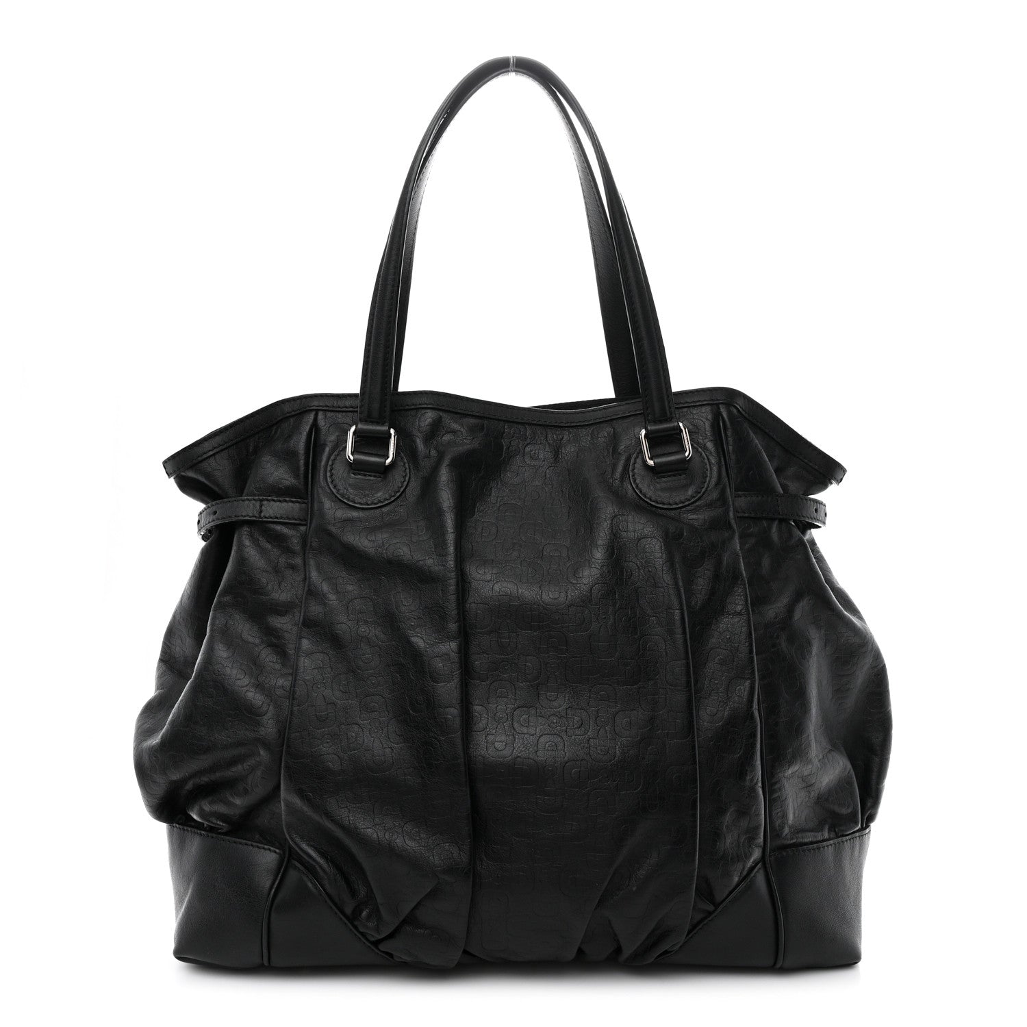 Horsebit Embossed Full Moon Tote Black