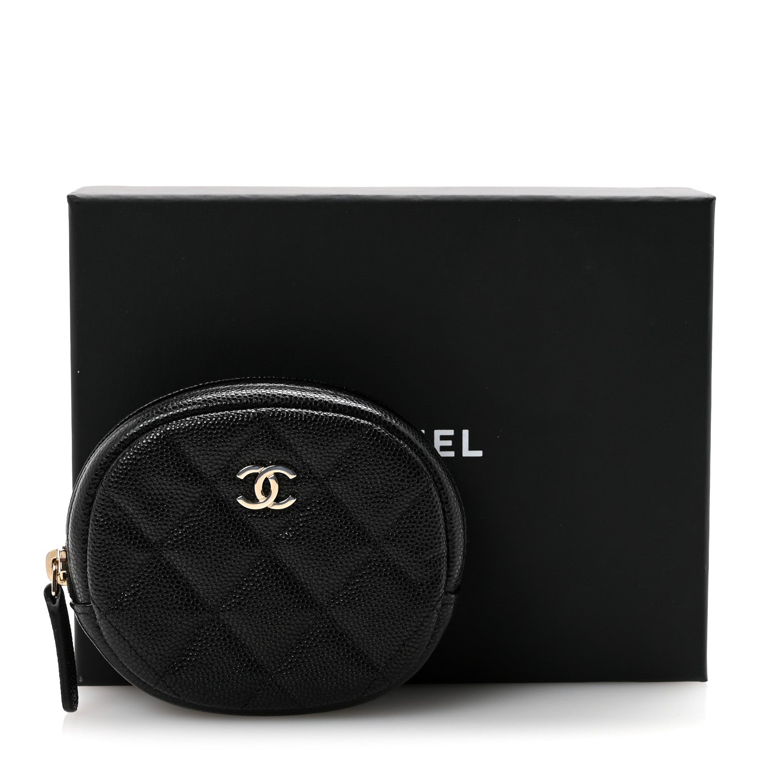 Caviar Quilted Zip Around Classic Coin Purse Black