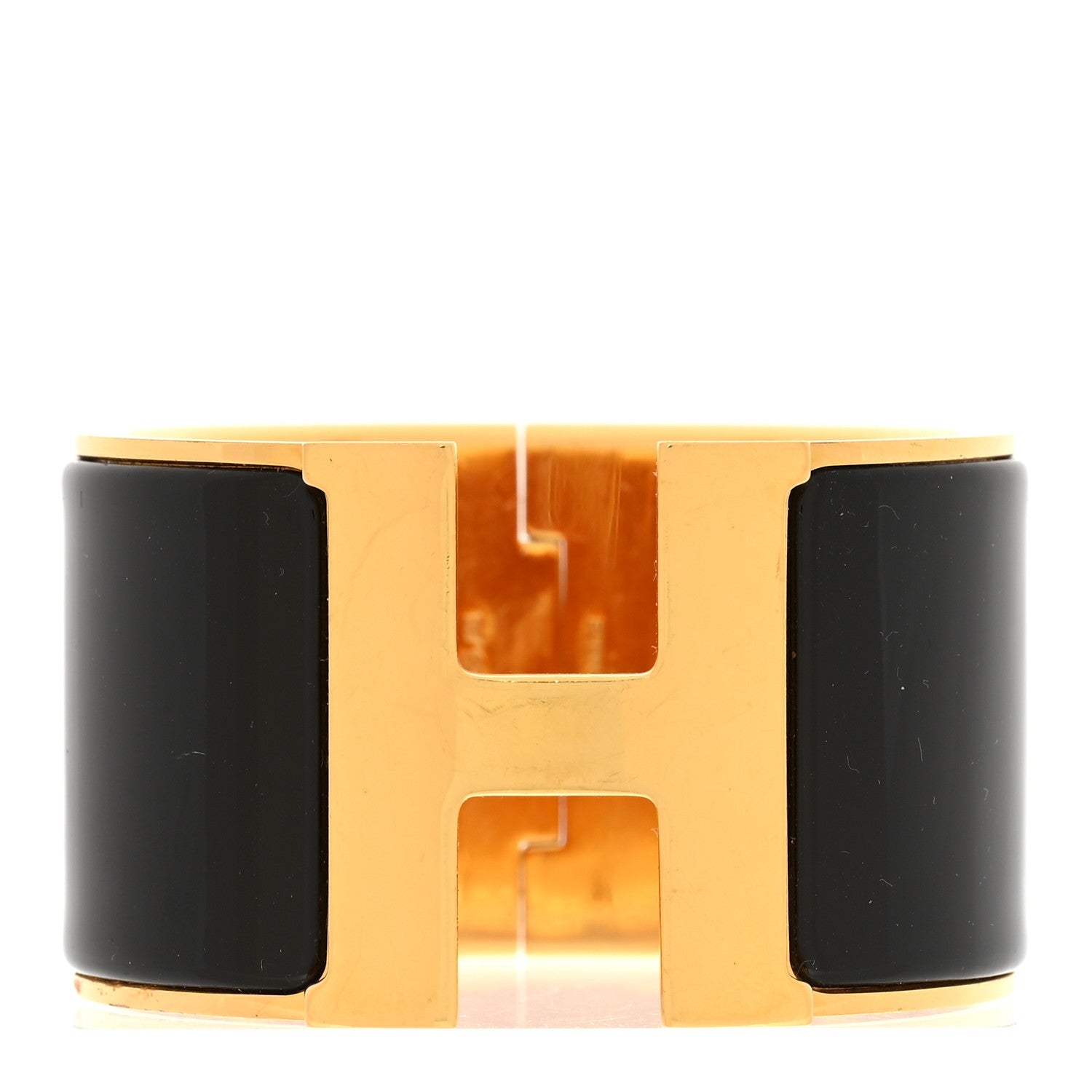 Enamel Extra Wide Clic Clac H Bracelet GM Black