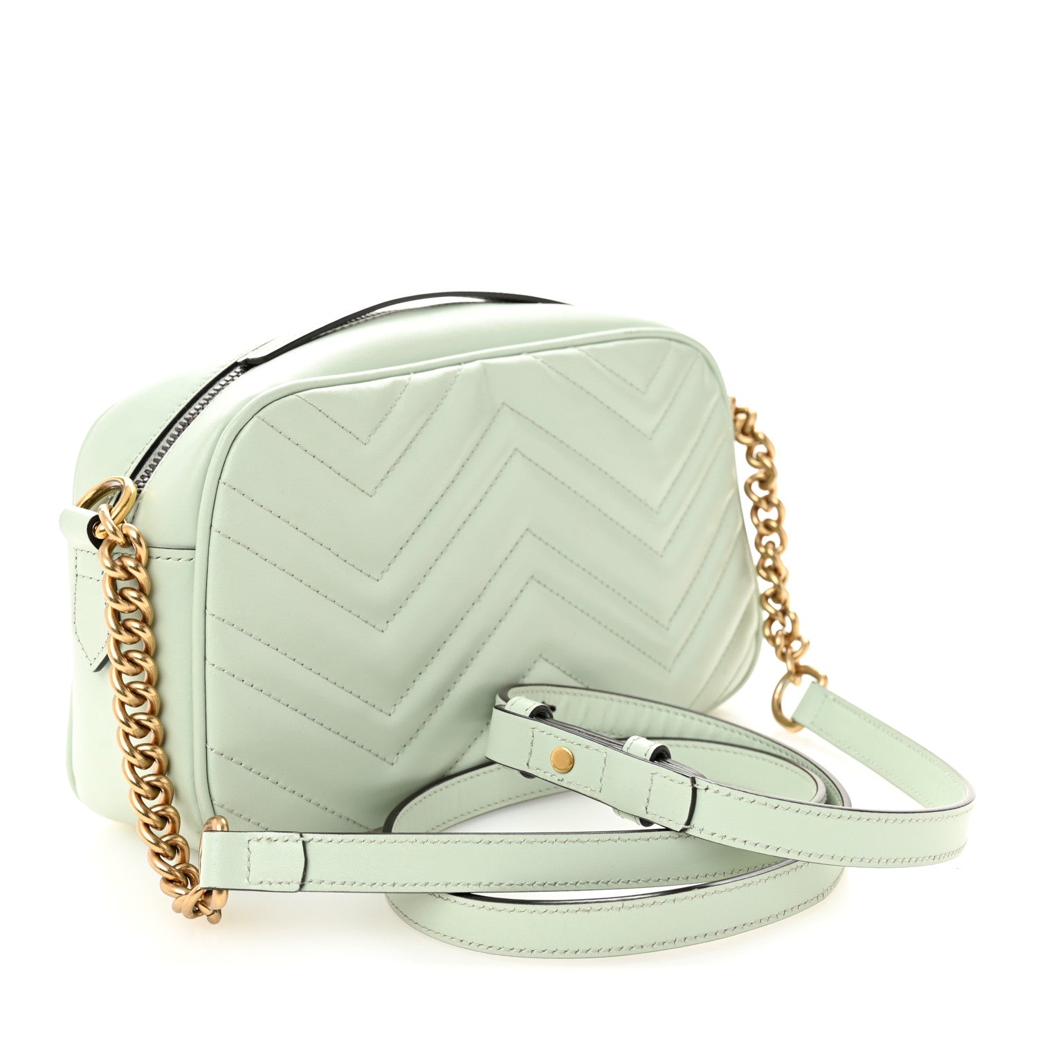 Calfskin Matelasse Small GG Marmont Chain Shoulder Bag Salvy Green