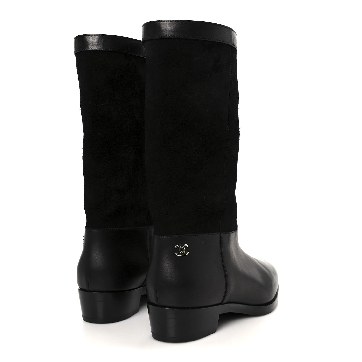 Suede Calfskin CC Short Boots 37.5 Black
