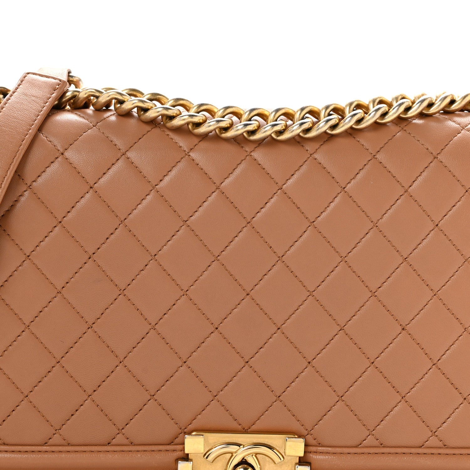 Lambskin Quilted New Medium Boy Flap Dark Beige