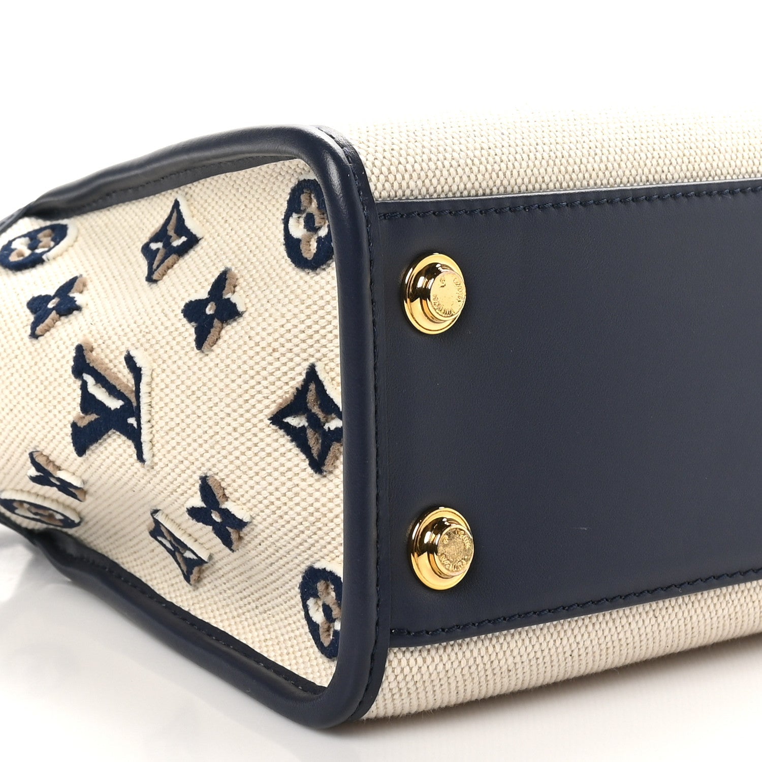 Canvas Calfskin Monogram On My Side PM Navy Blue