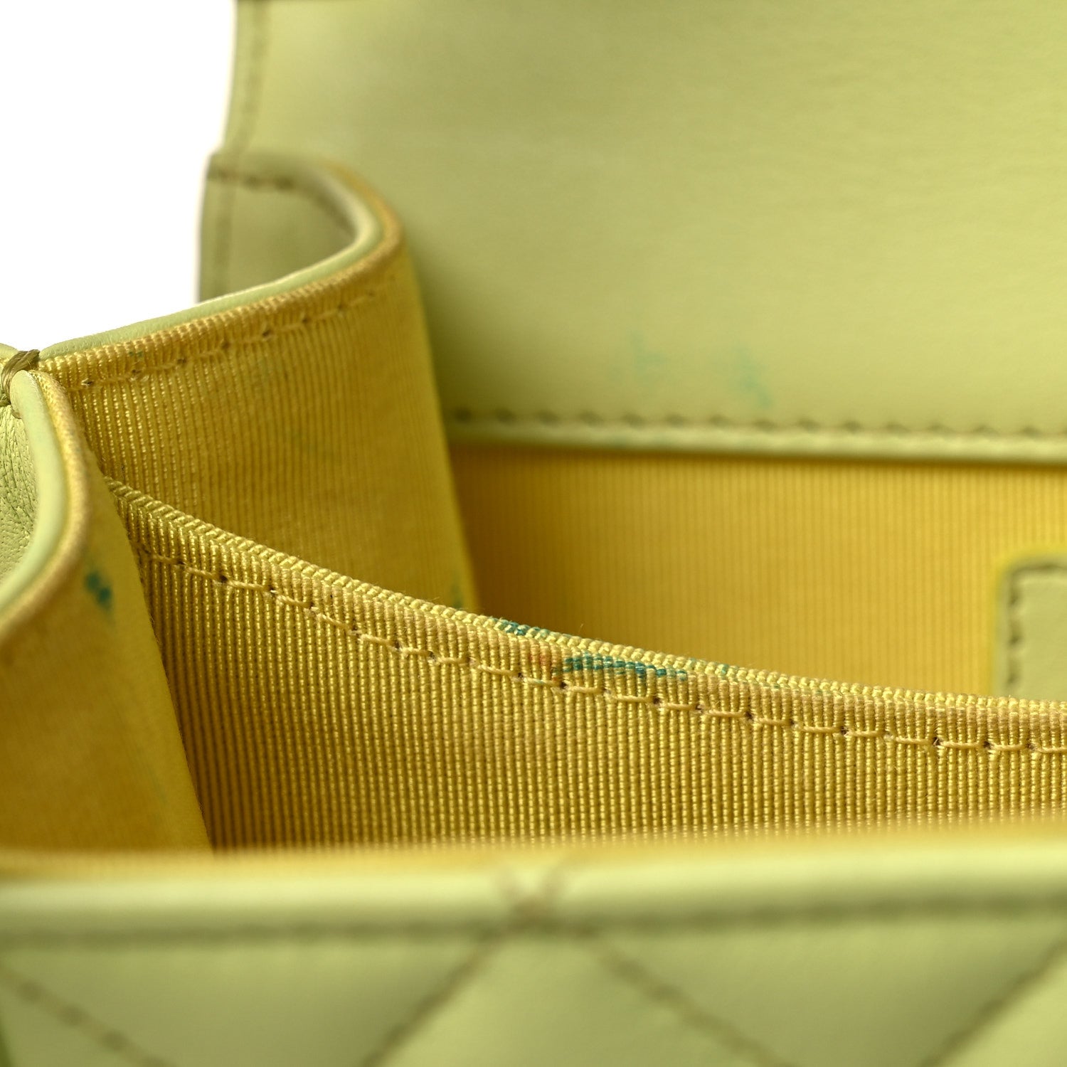 Calfskin Quilted North South Boy Flap Light Green