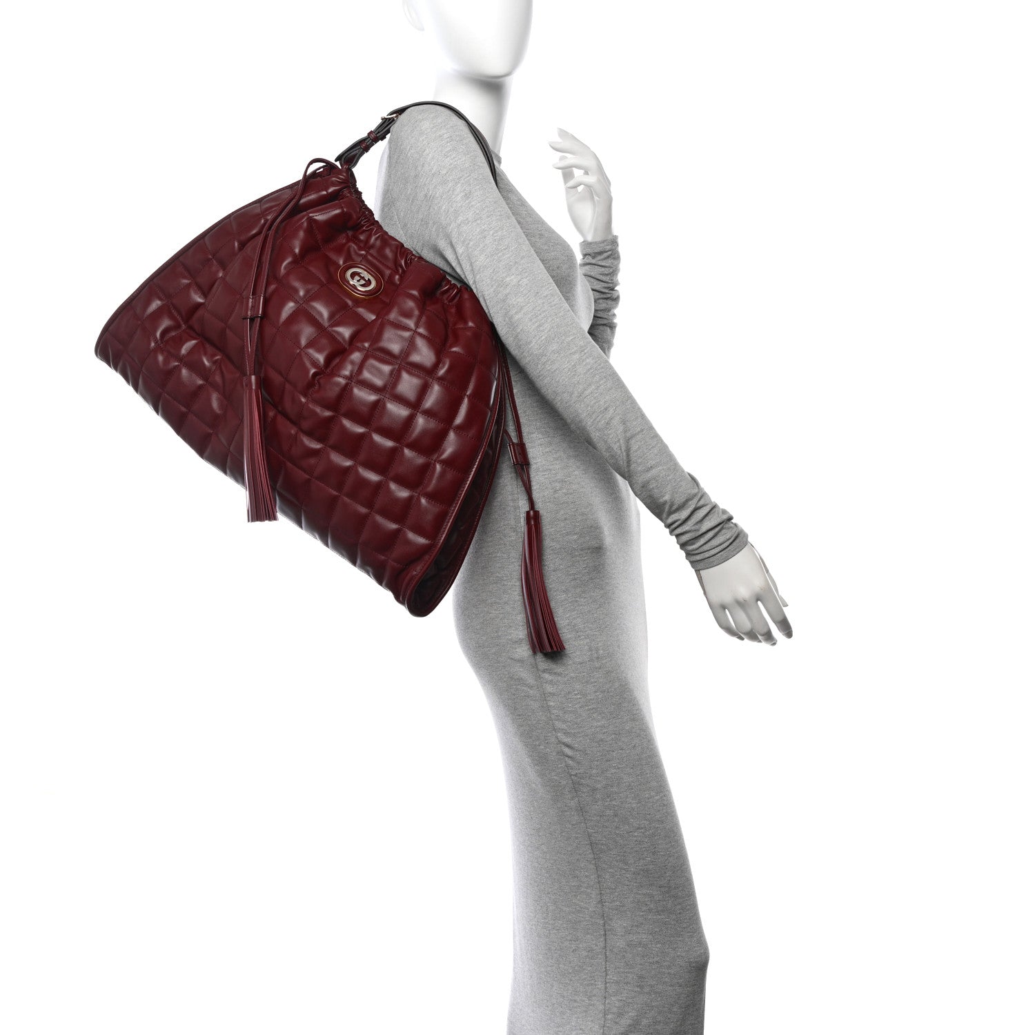 Calfskin Quilted Large Deco Tote Bag Rosso Ancora Red