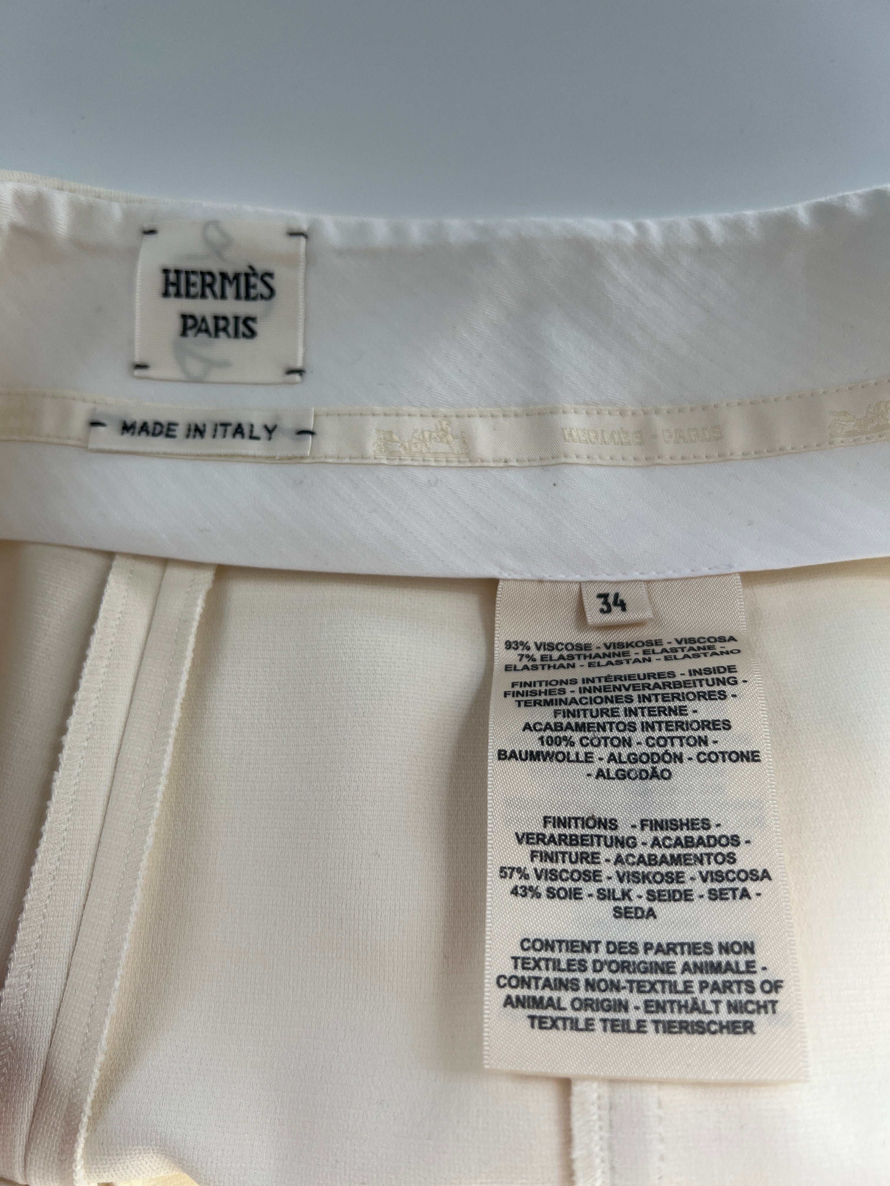 Hermès Cream Riding Trousers with Stitching Detail FR 34 (UK 6)