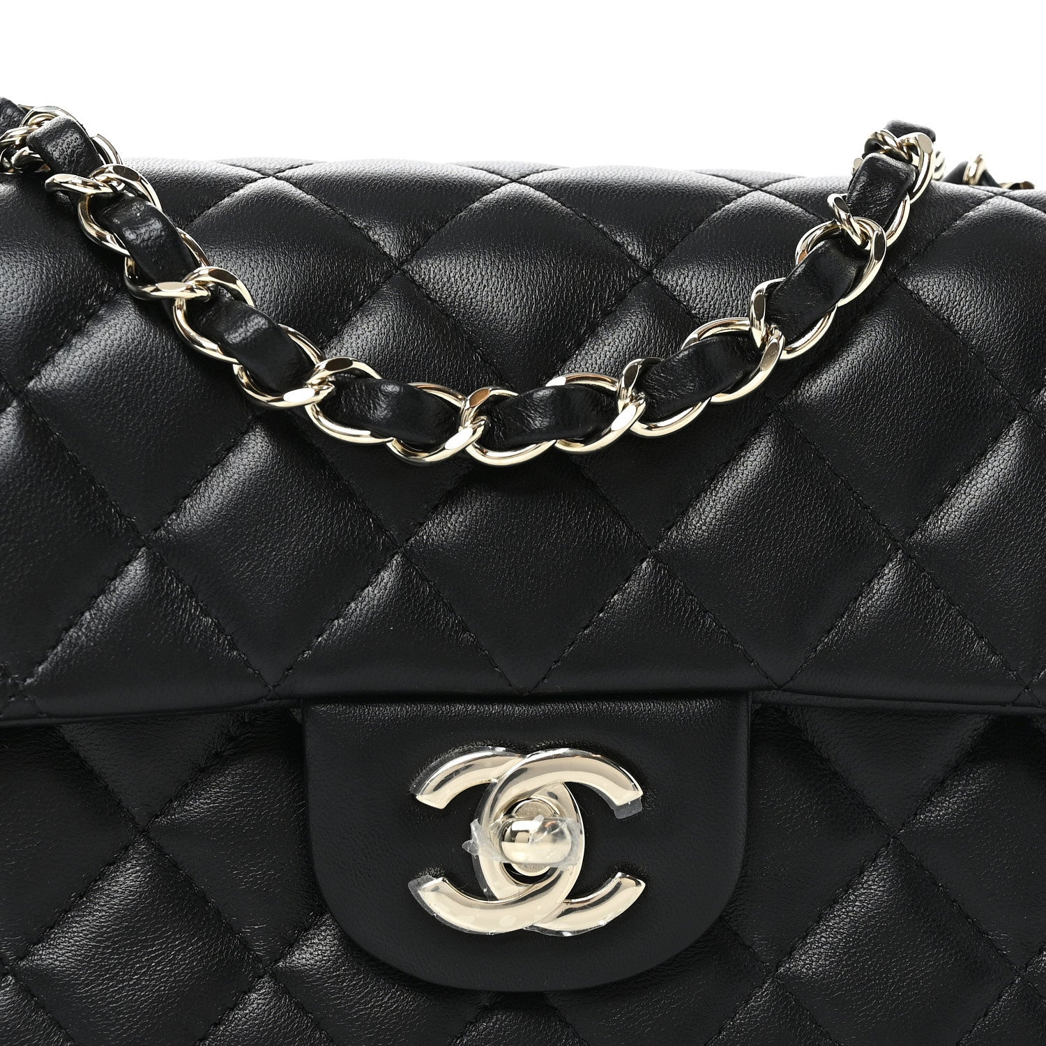 Lambskin Quilted Mini Rectangular Flap Black