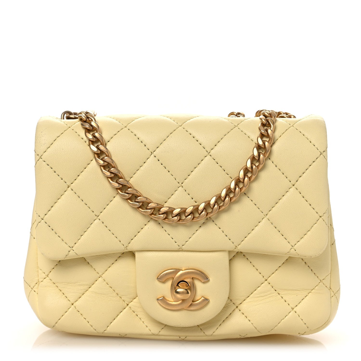 Lambskin Quilted Mini Sweet Camellia Flap Light Yellow