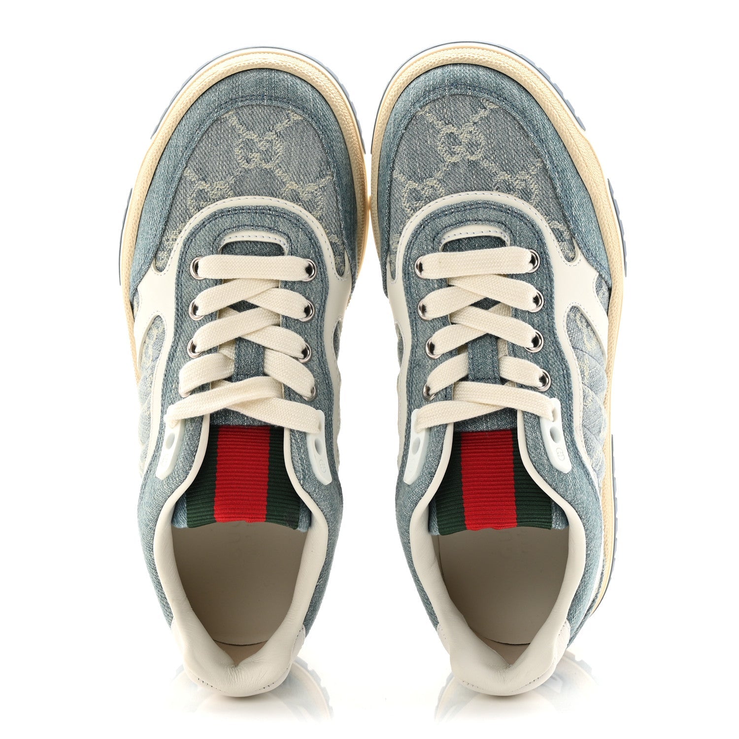 Denim GG Monogram Womens Re-Web Sneakers 35 Light Blue