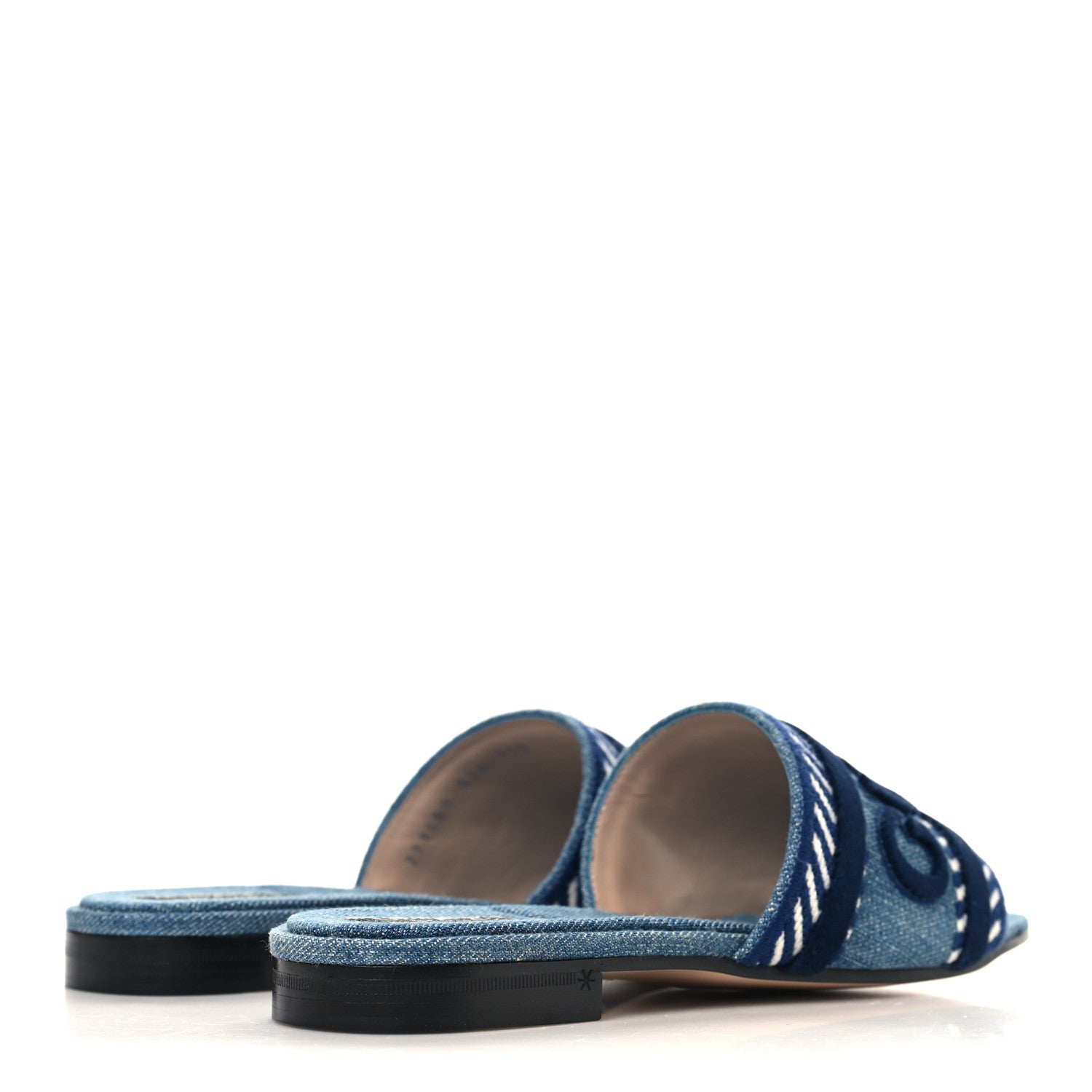 New Denim Logo Embroidered Slide Sandal 37.5 Light Blue