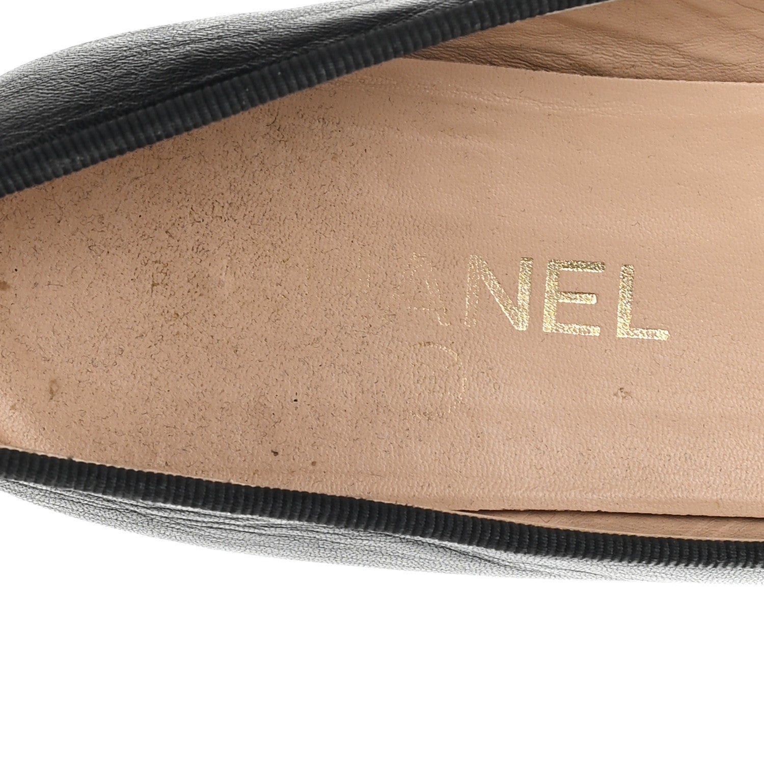 Lambskin Patent Cap Toe Ballerina Flats 38 Black