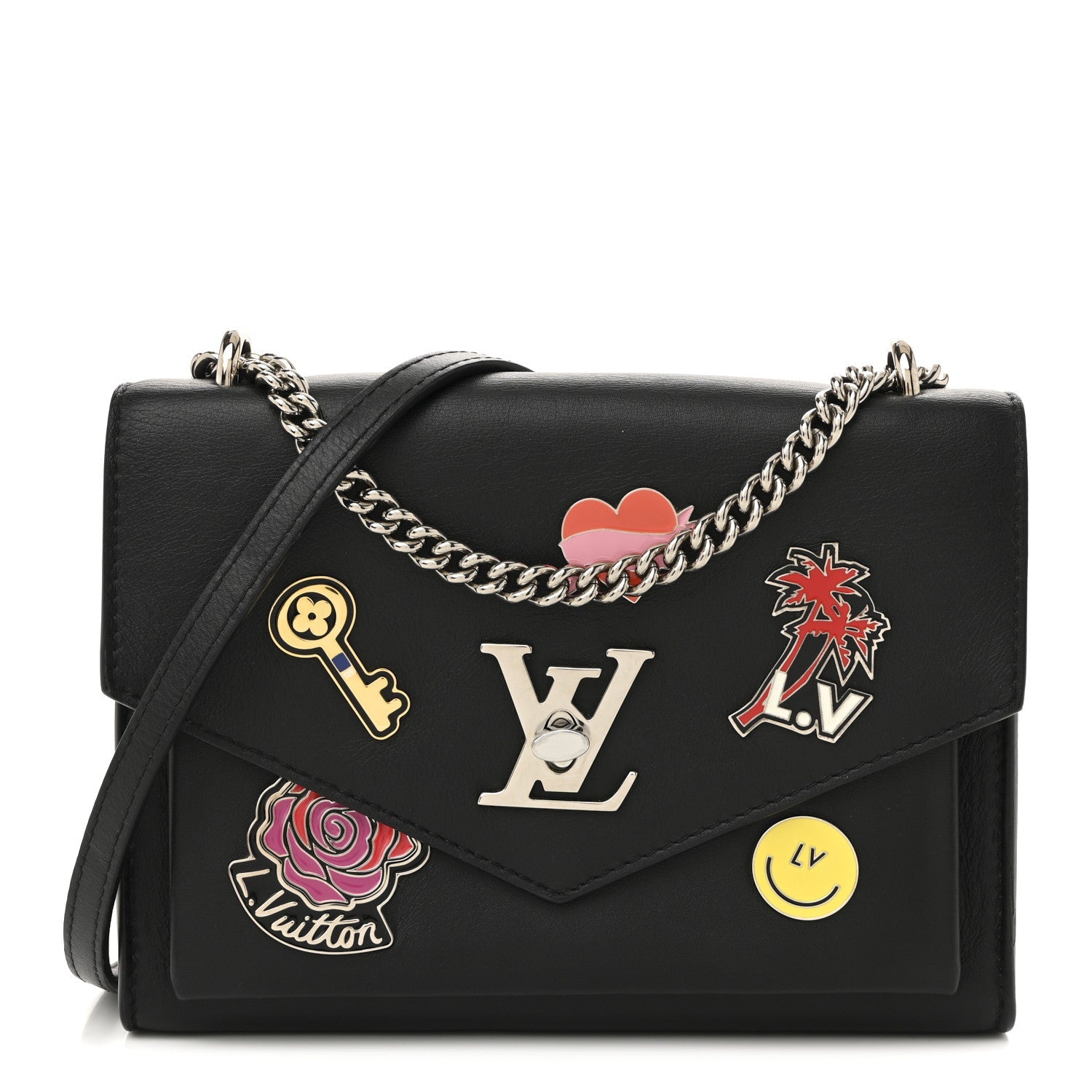 Soft Calfskin Pins My Lockme Chain Bag BB Black