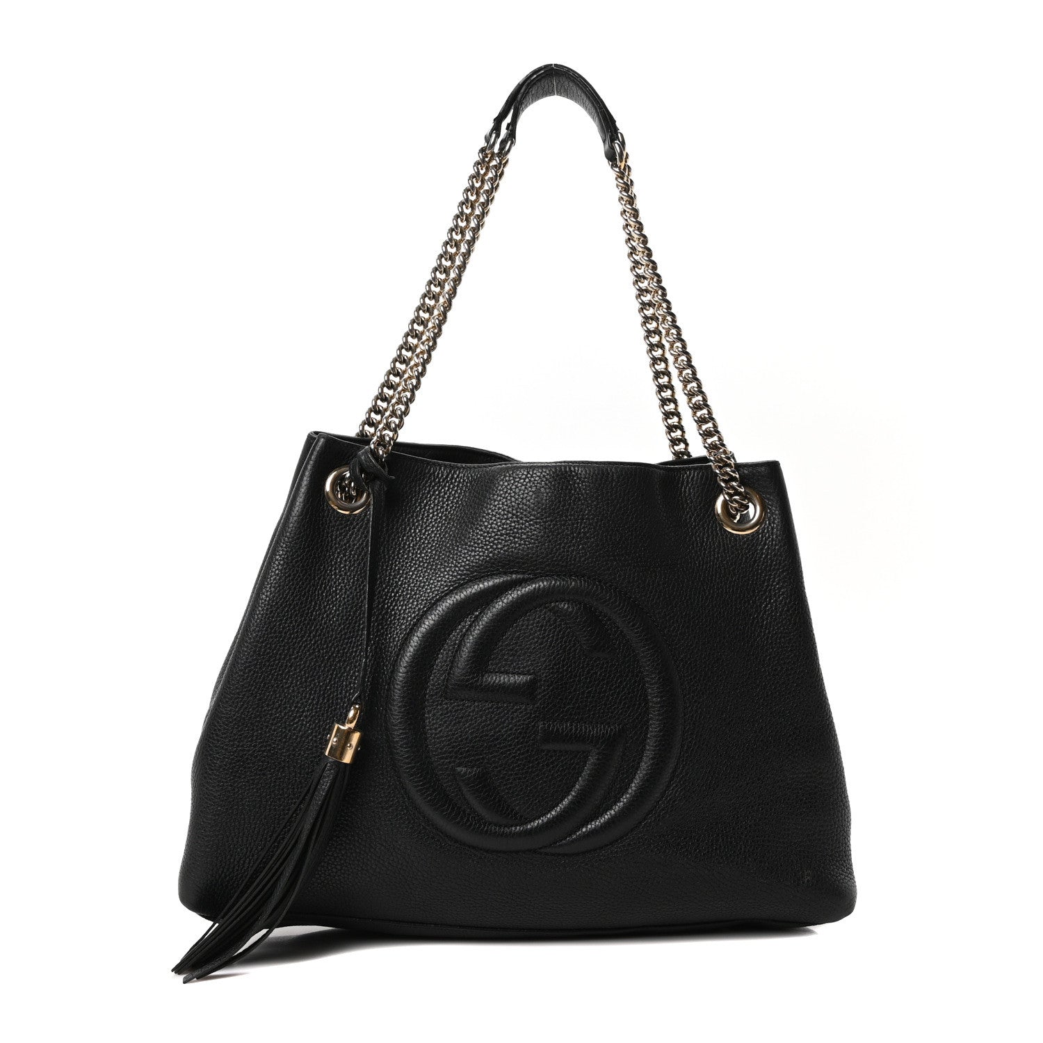 Pebbled Calfskin Medium Soho Chain Shoulder Bag Black