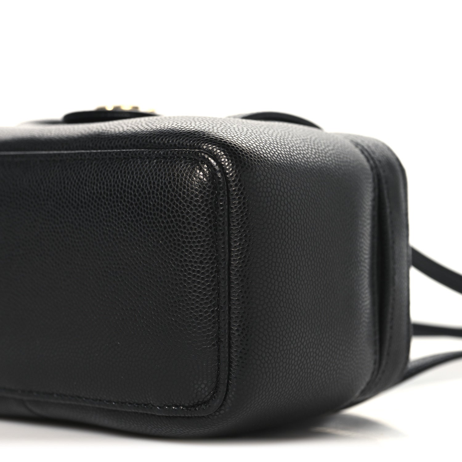 Shiny Caviar Preppy Coco Long Vanity With Strap Black