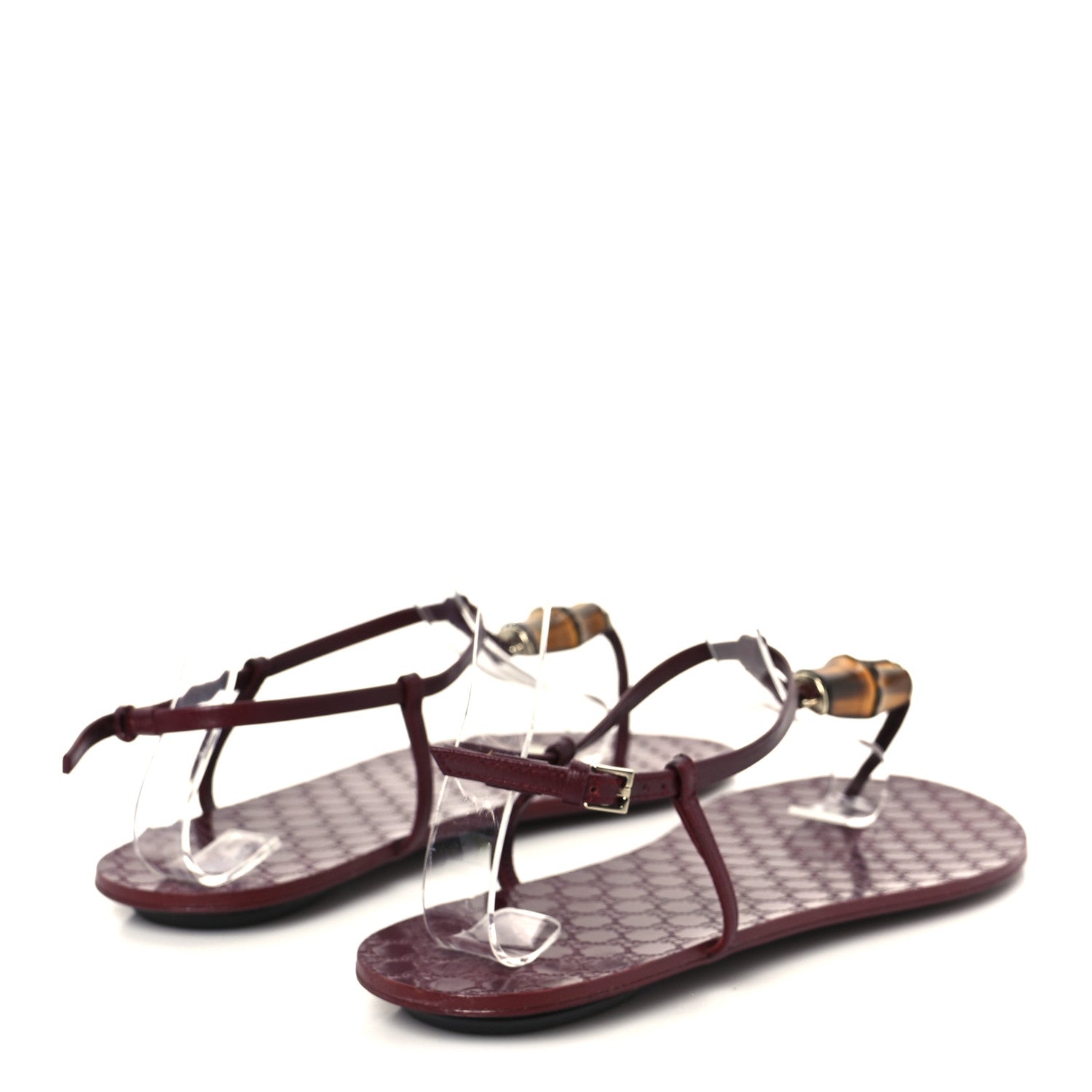 Calfskin Guccissima Bamboo Womens Susanna Sandals 39 Rosso Ancora