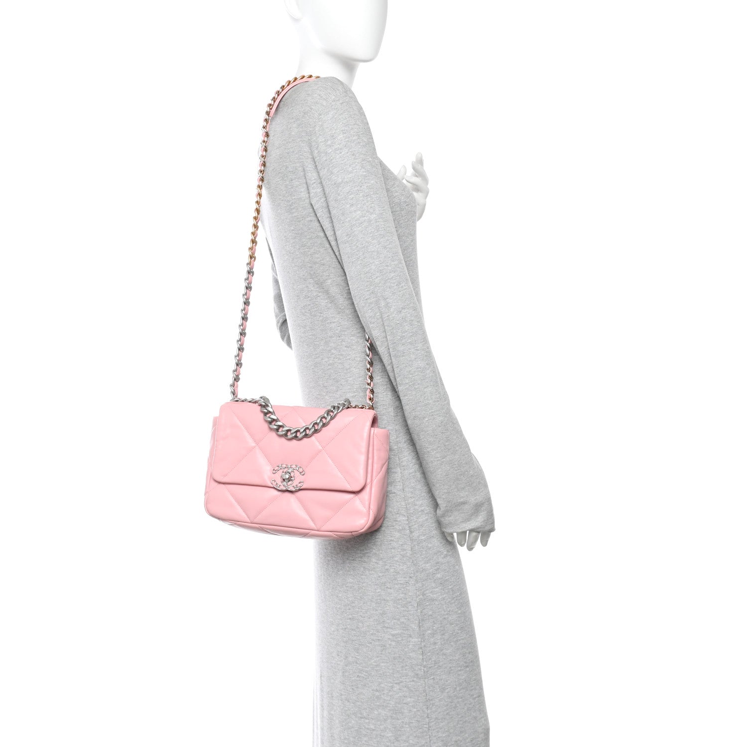Lambskin Quilted Medium Chanel 19 Flap Pink