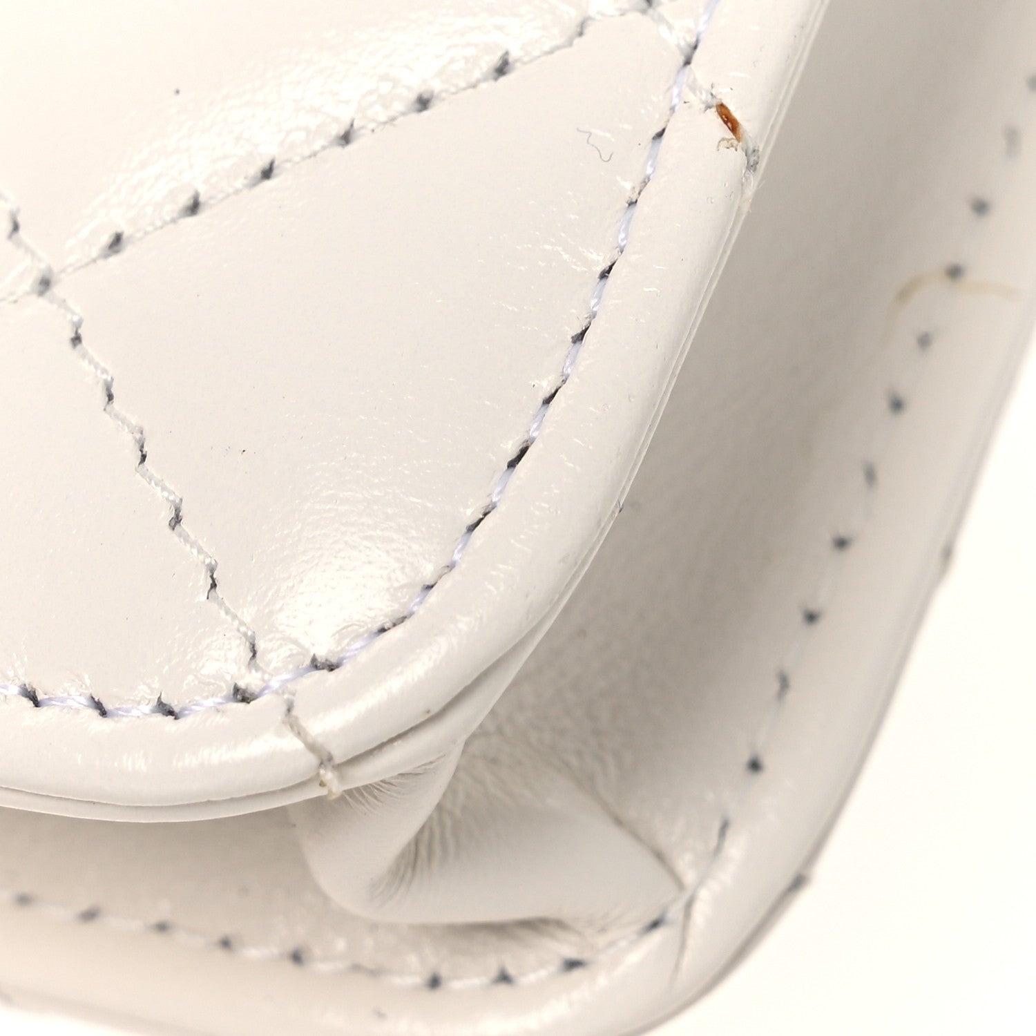 Calfskin Quilted Perfect Fit Coin Purse With Chain White